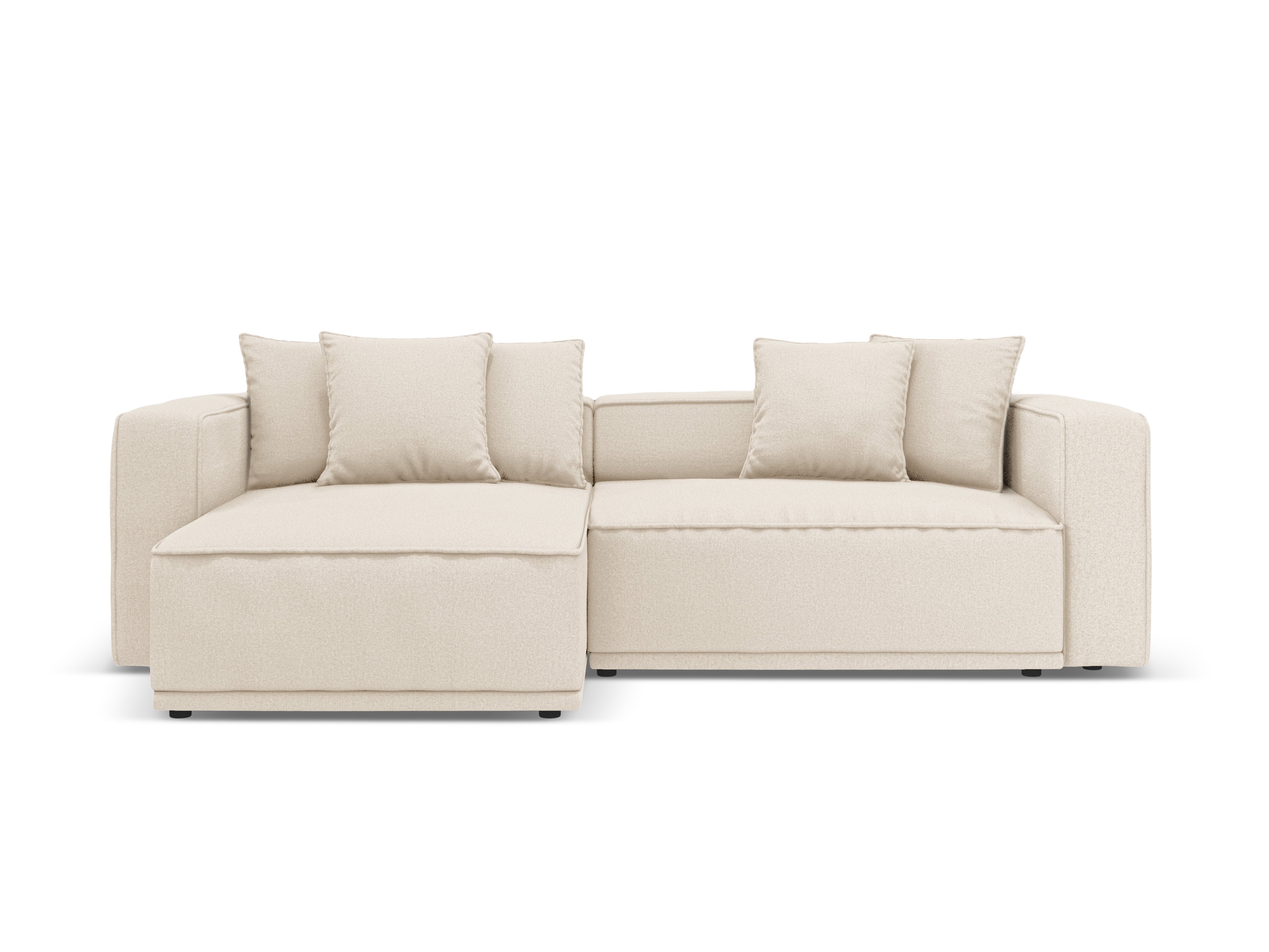 Left-sided corner sofa bed RIBES light beige chenille