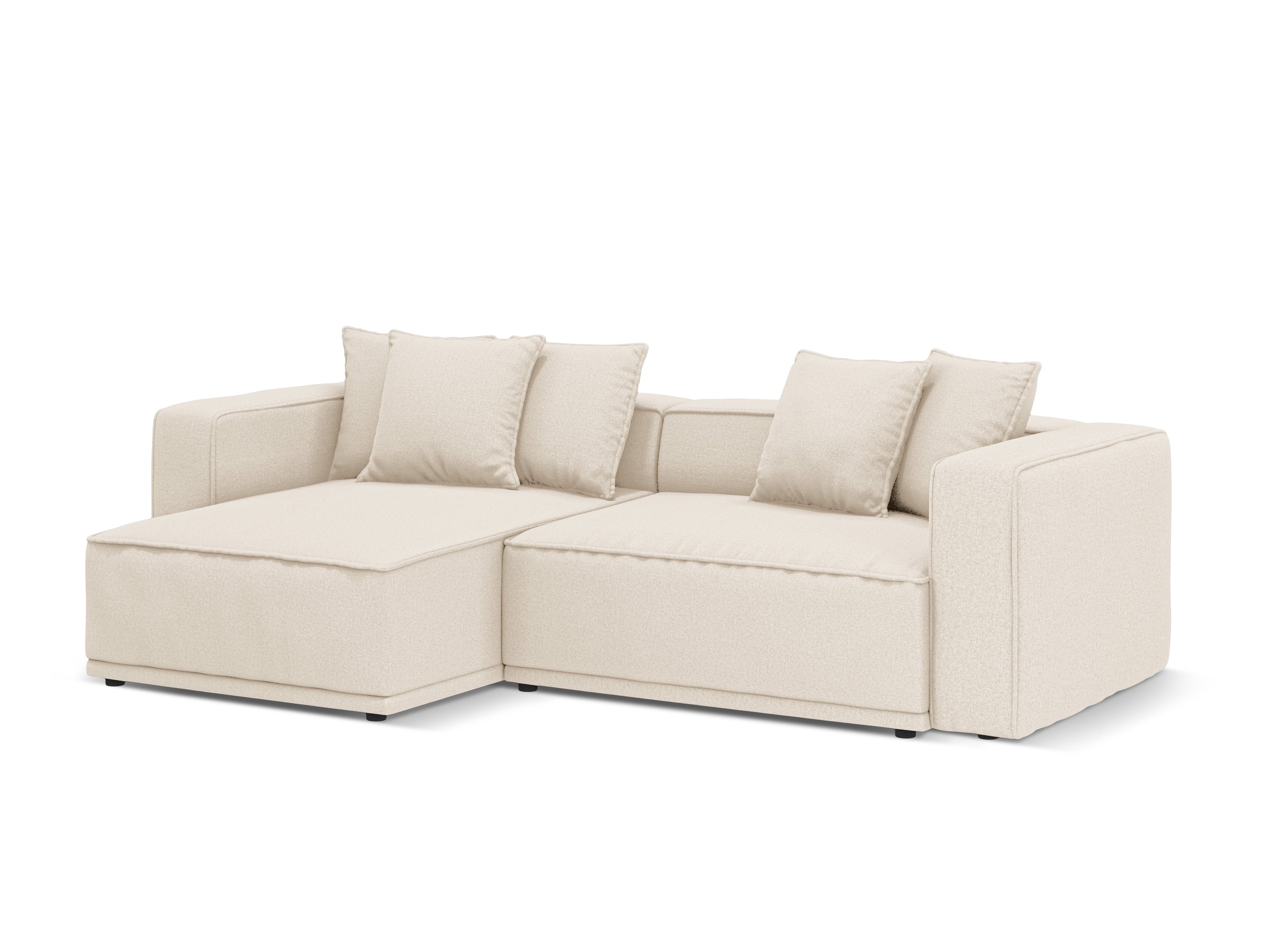 Left-sided corner sofa bed RIBES light beige chenille