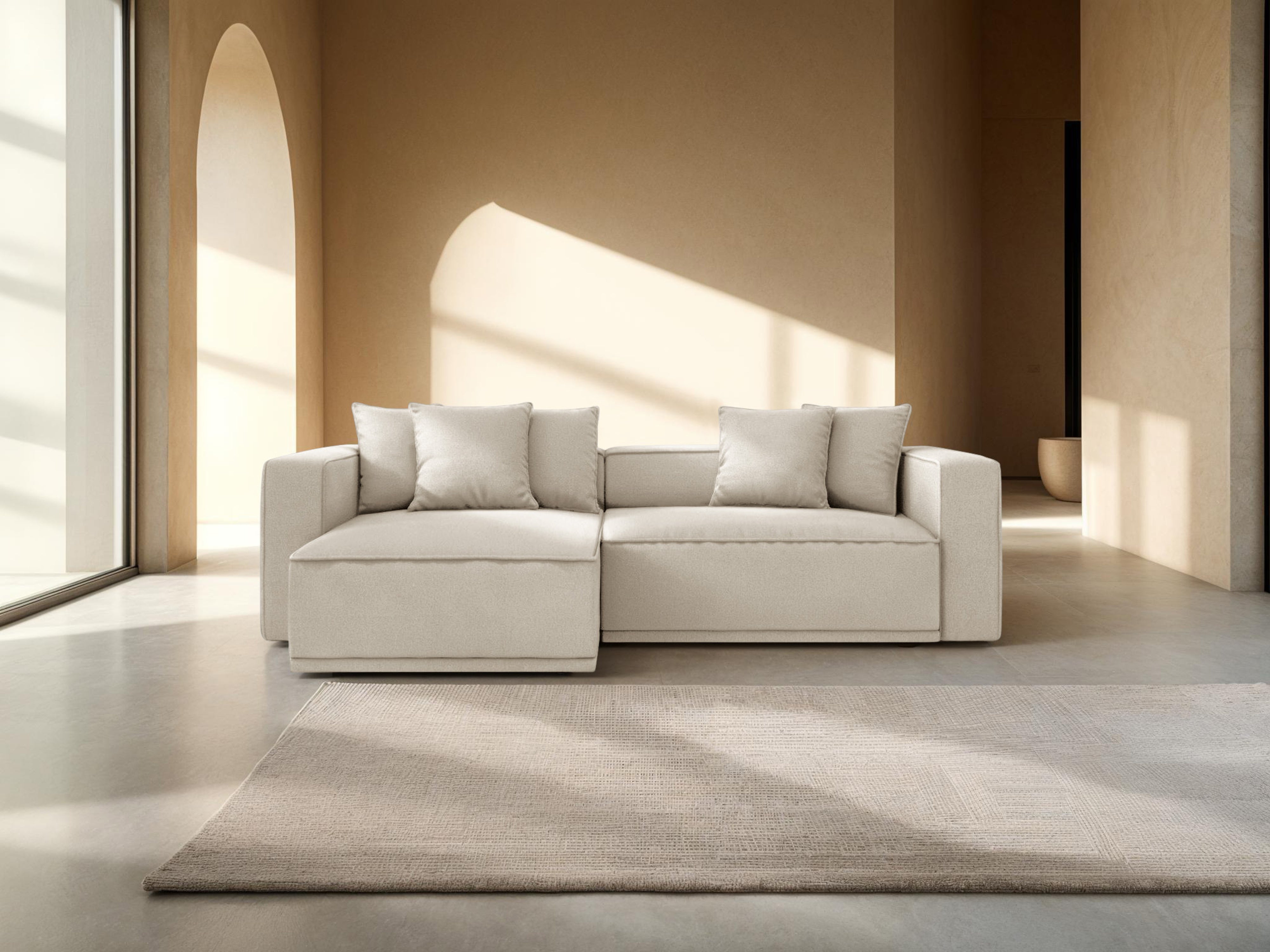 Rohová sedačka s funkciou spania RIBES béžový šenil