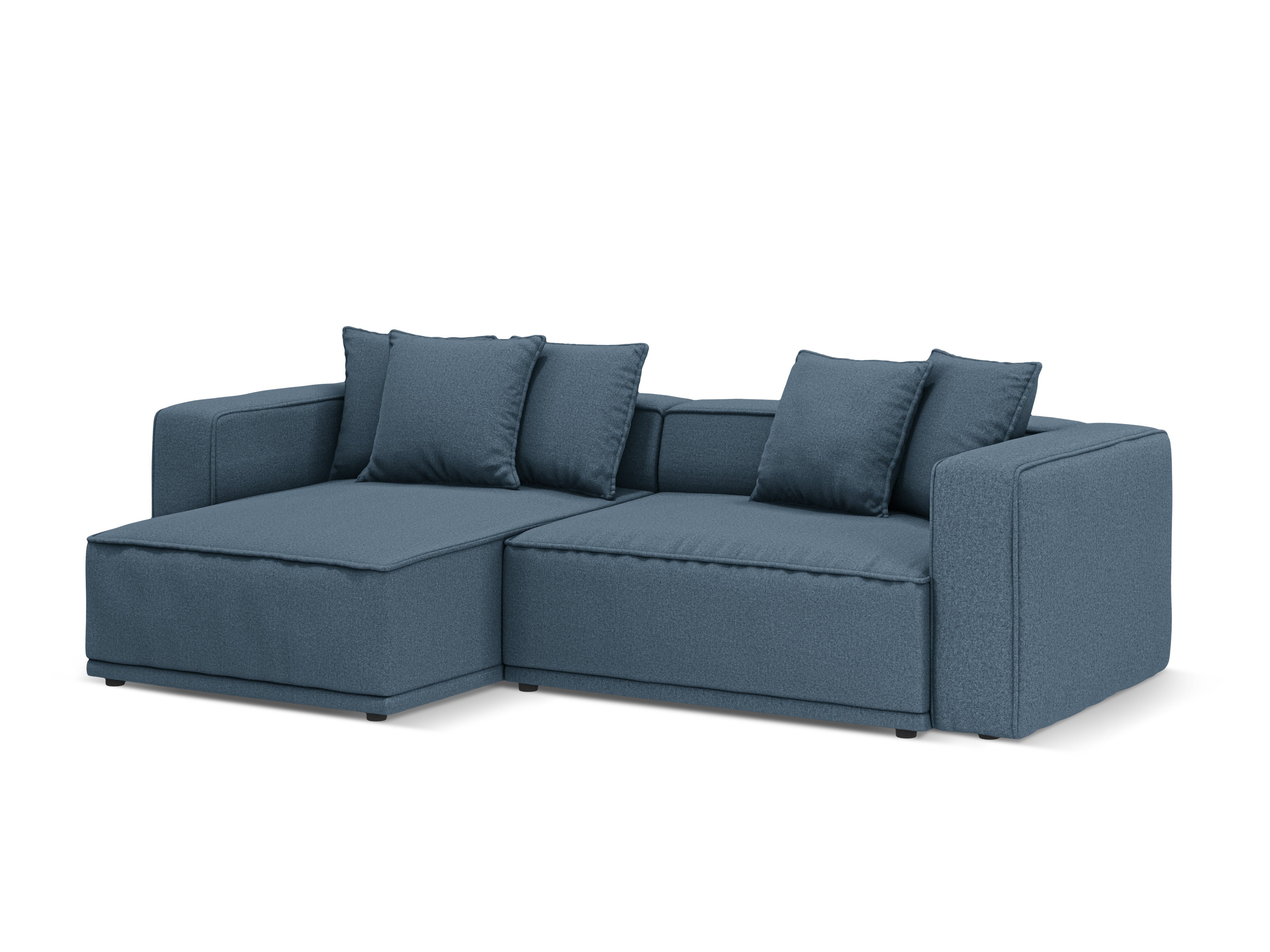 Left-sided corner sofa bed RIBES denim blue chenille