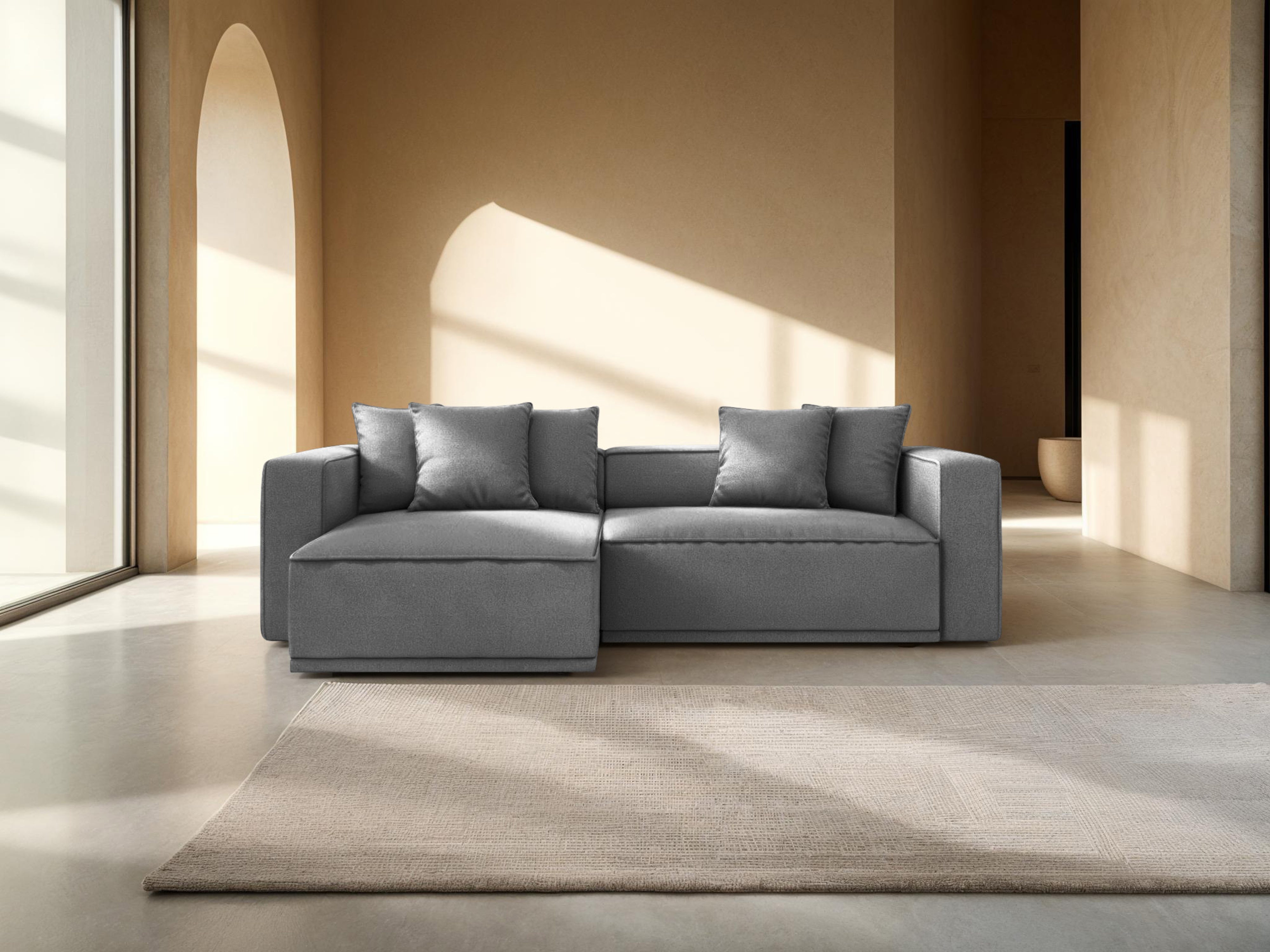 Rohová sedačka s funkciou spania RIBES šedý šenil