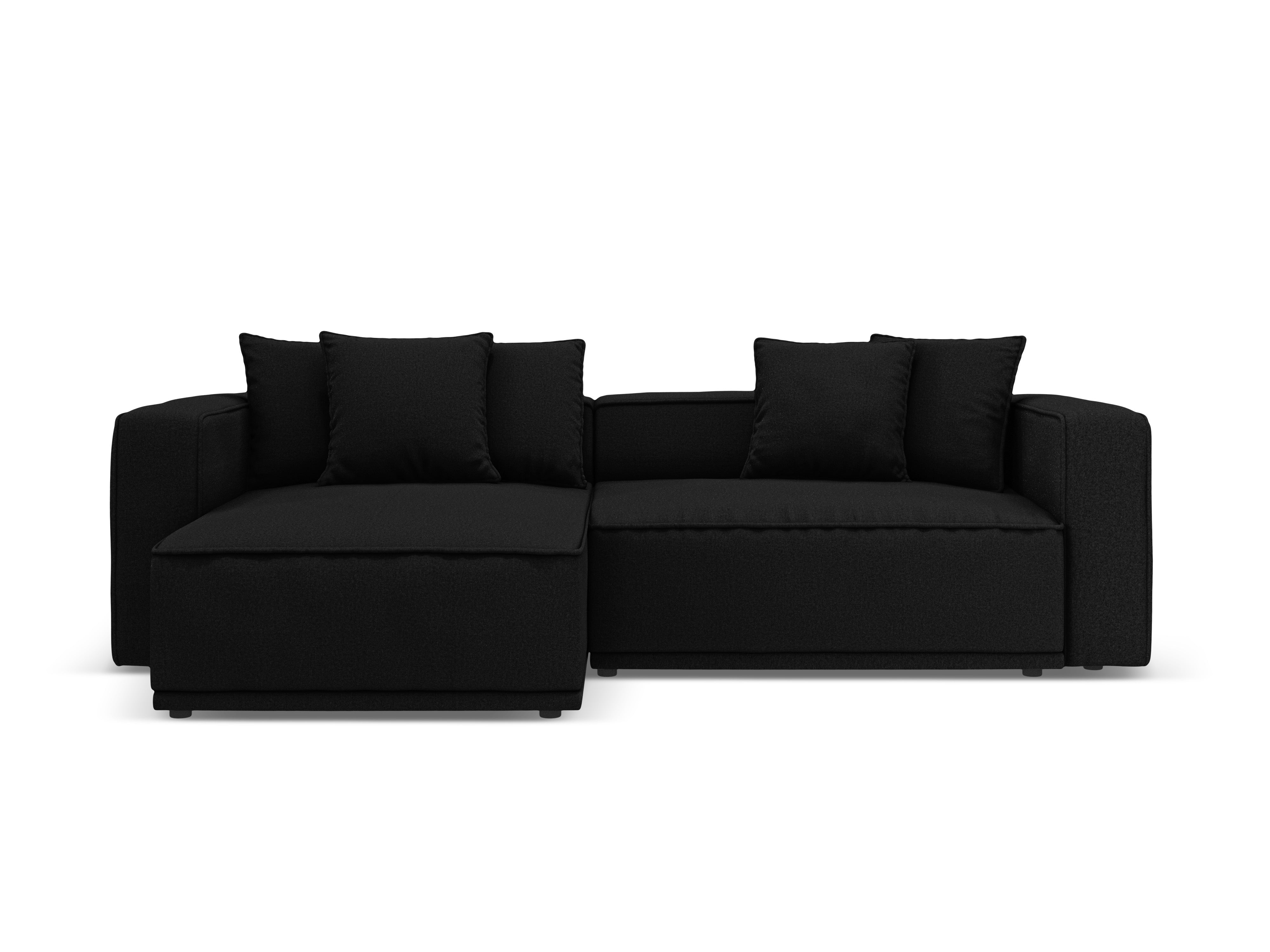 Left-sided corner sofa bed RIBES black chenille