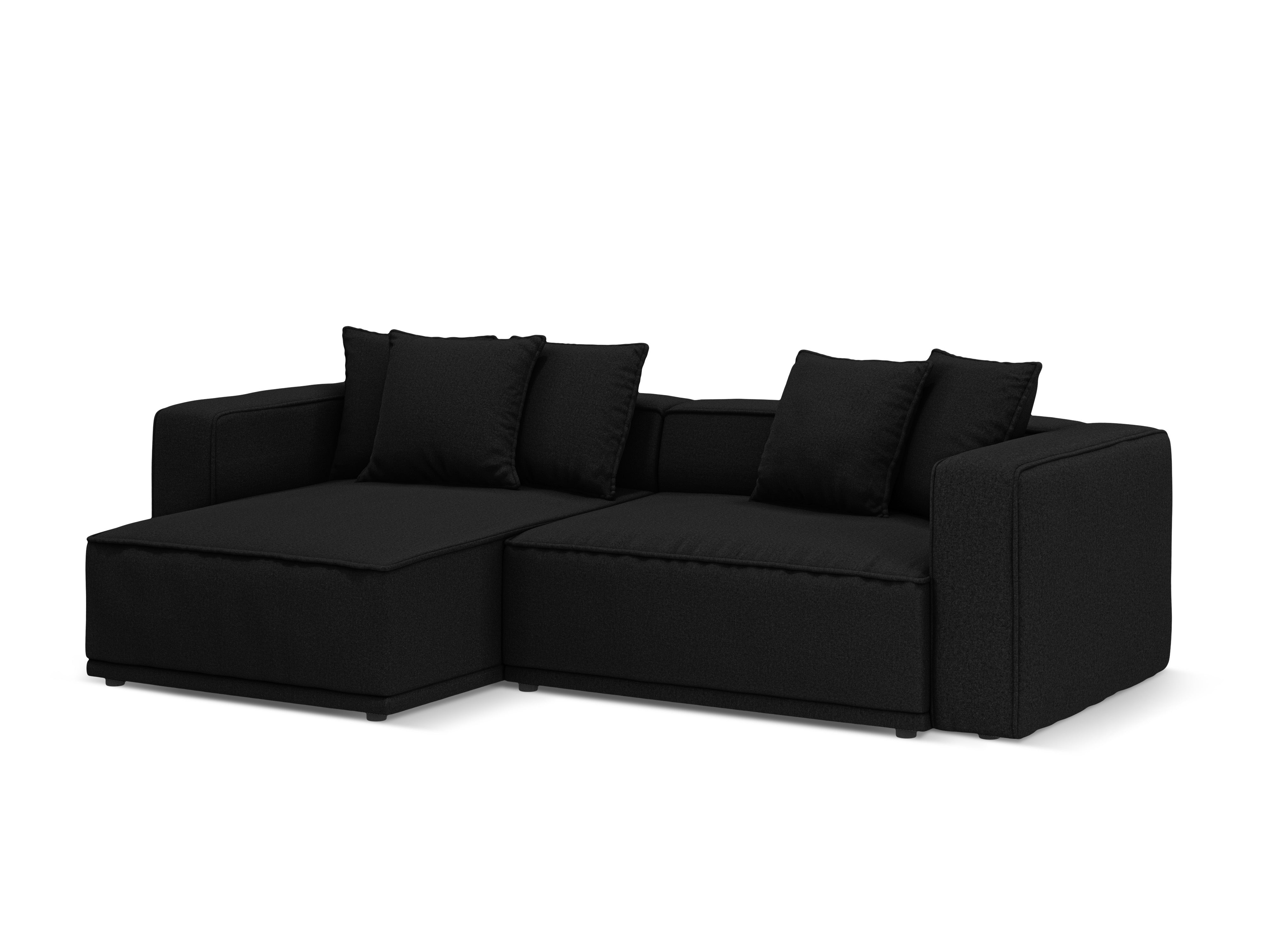 Left-sided corner sofa bed RIBES black chenille