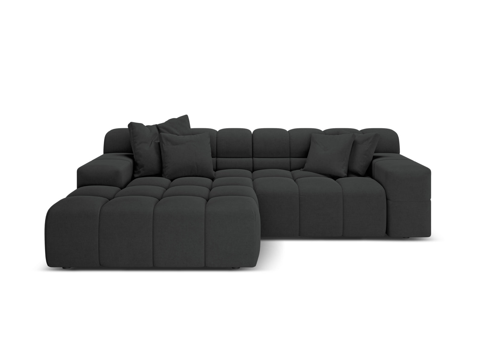 Left-facing 2-seater sofa AGAVE in anthracite chenille