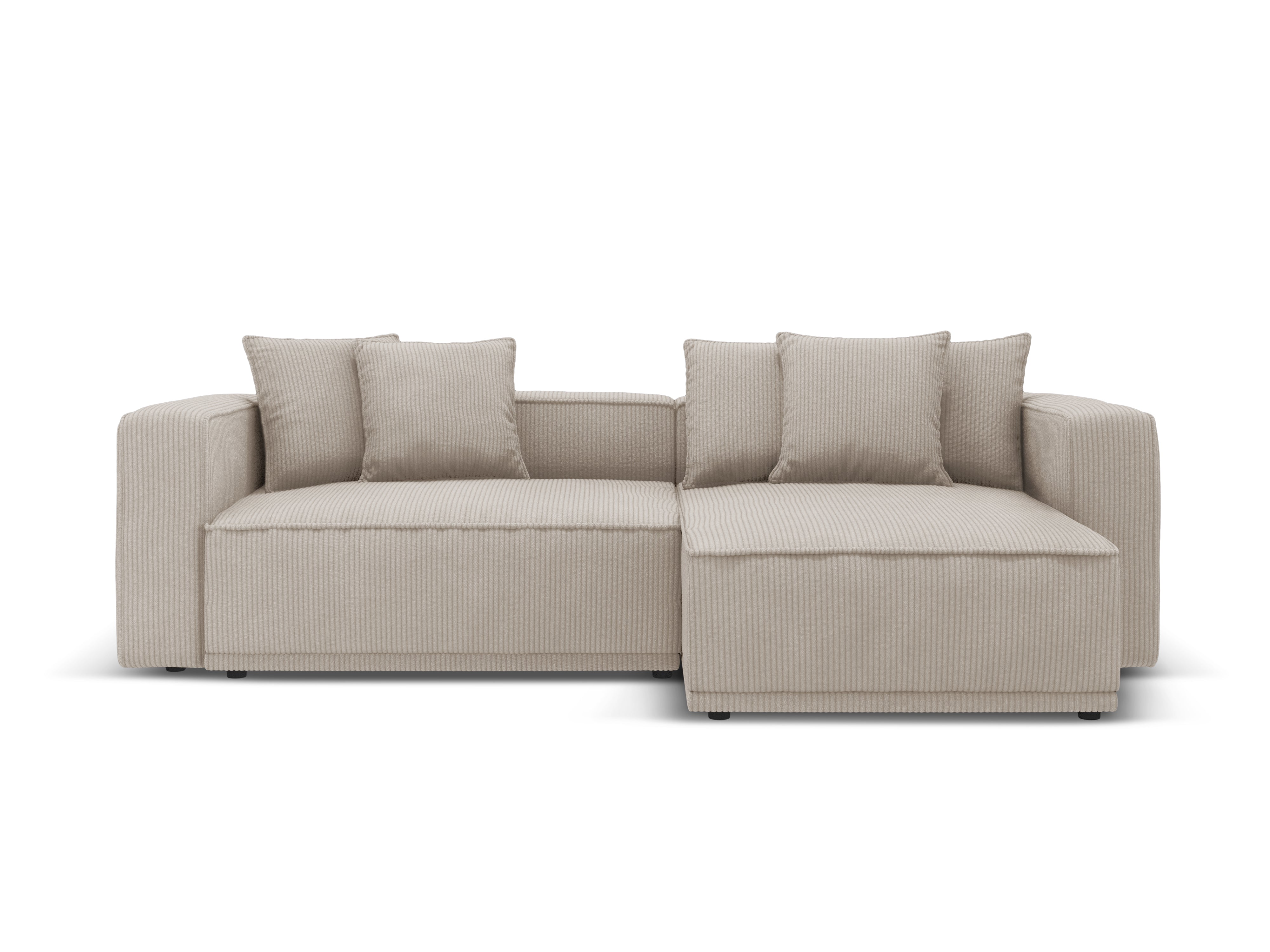 Right-sided corner sofa bed RIBES beige corduroy