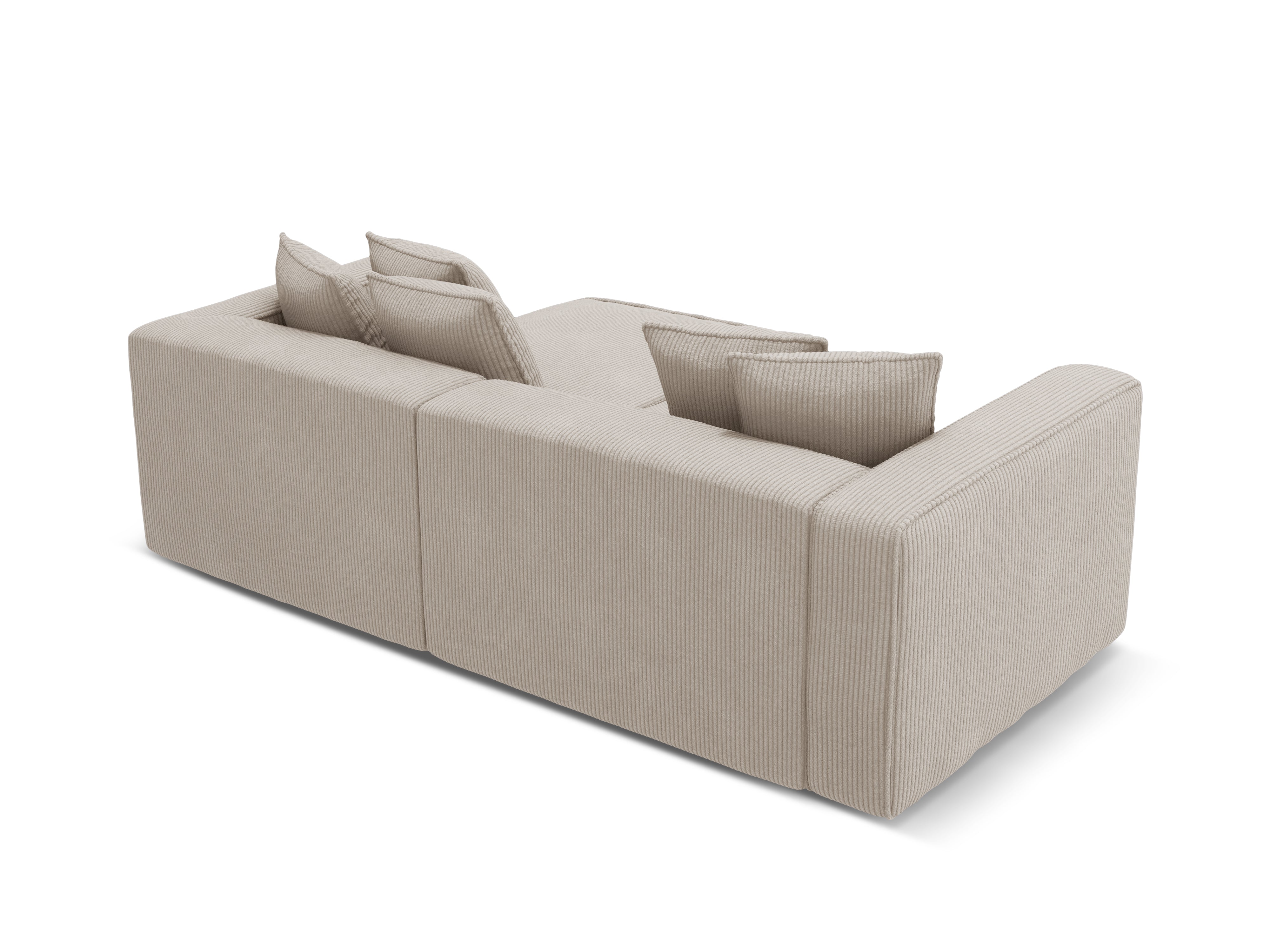 Right-sided corner sofa bed RIBES beige corduroy