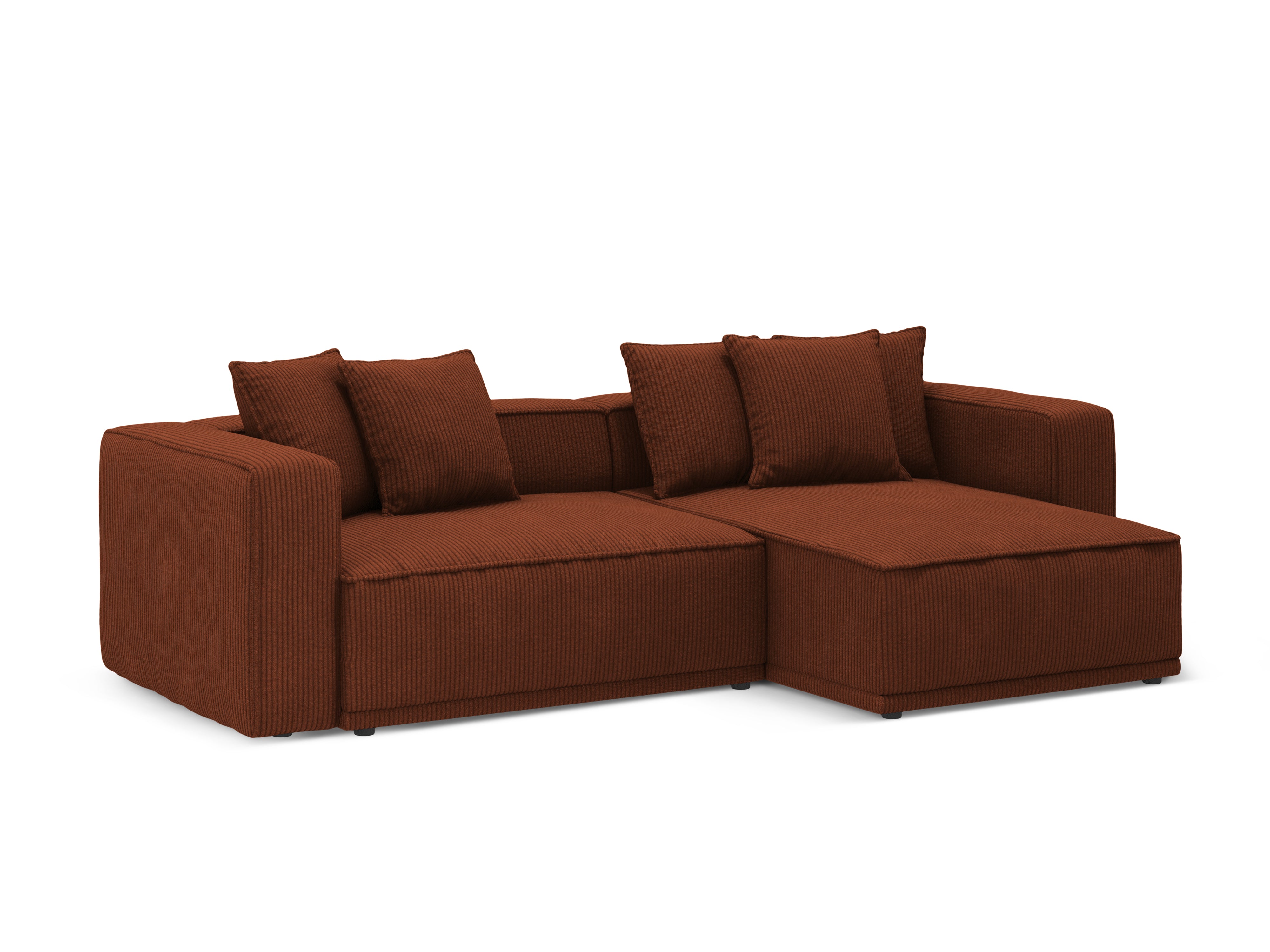 Right-sided corner sofa bed RIBES brick corduroy
