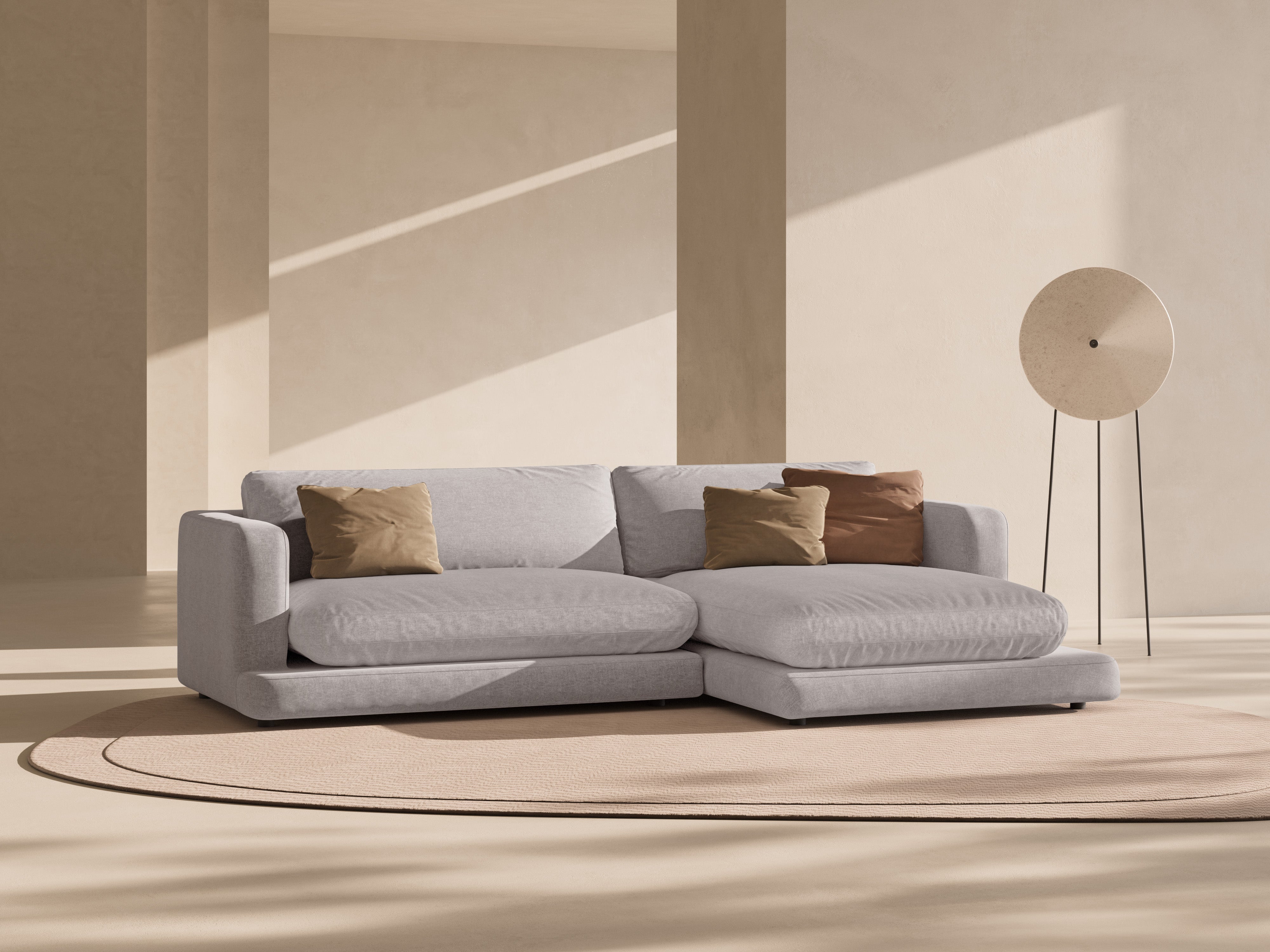 Right-sided corner sofa DAPHNE warm gray chenille