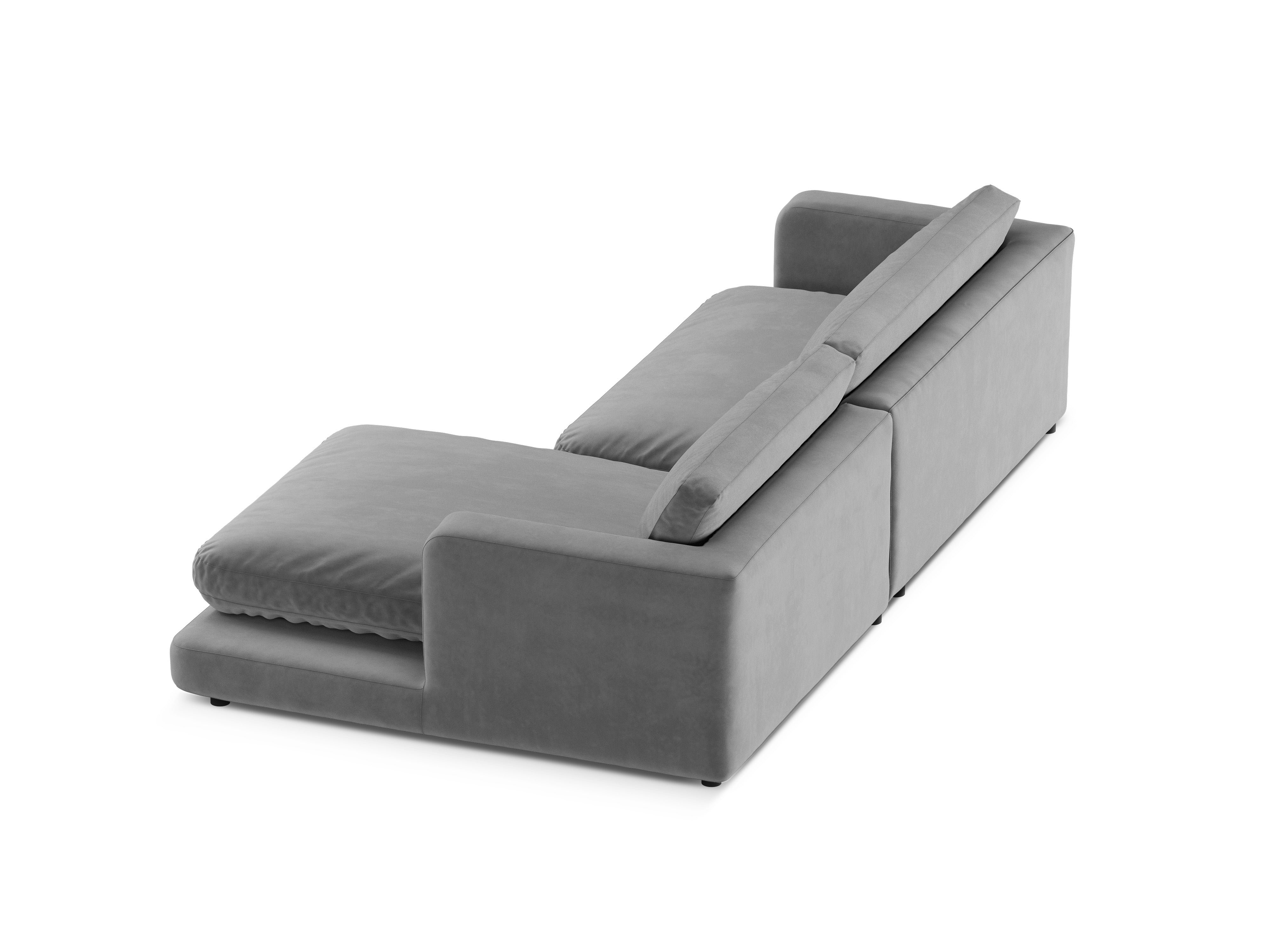 Sivý pravostranný sametový rohový gauč DAPHNE