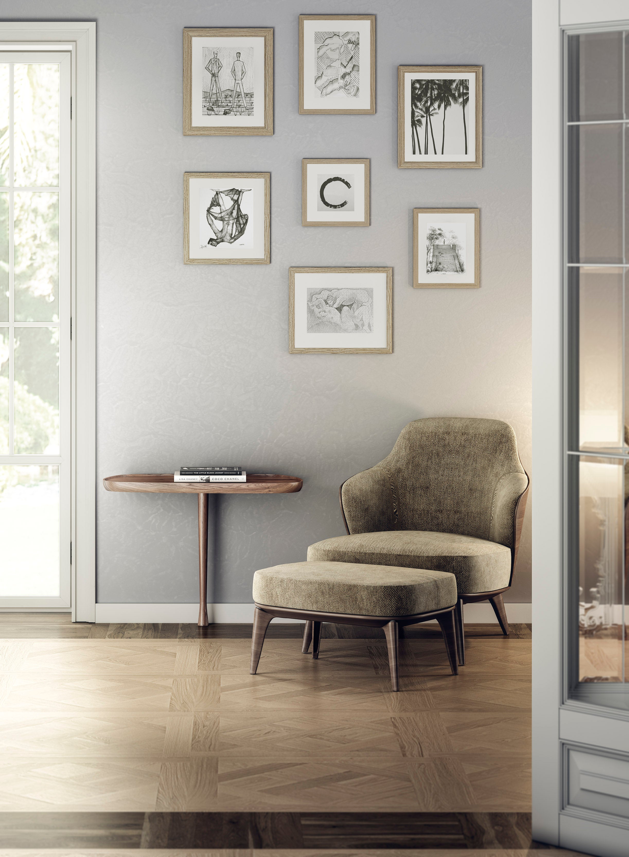 Bočný stolík pri stene MESITA z masívneho orechového dreva