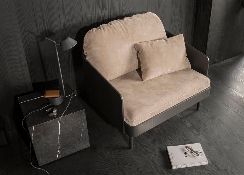 Bočný stolík PLINTH CUBIC hnedý mramor