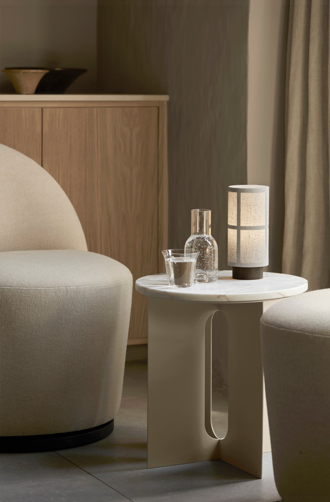 Portable lamp HASHIRA linen with ash base