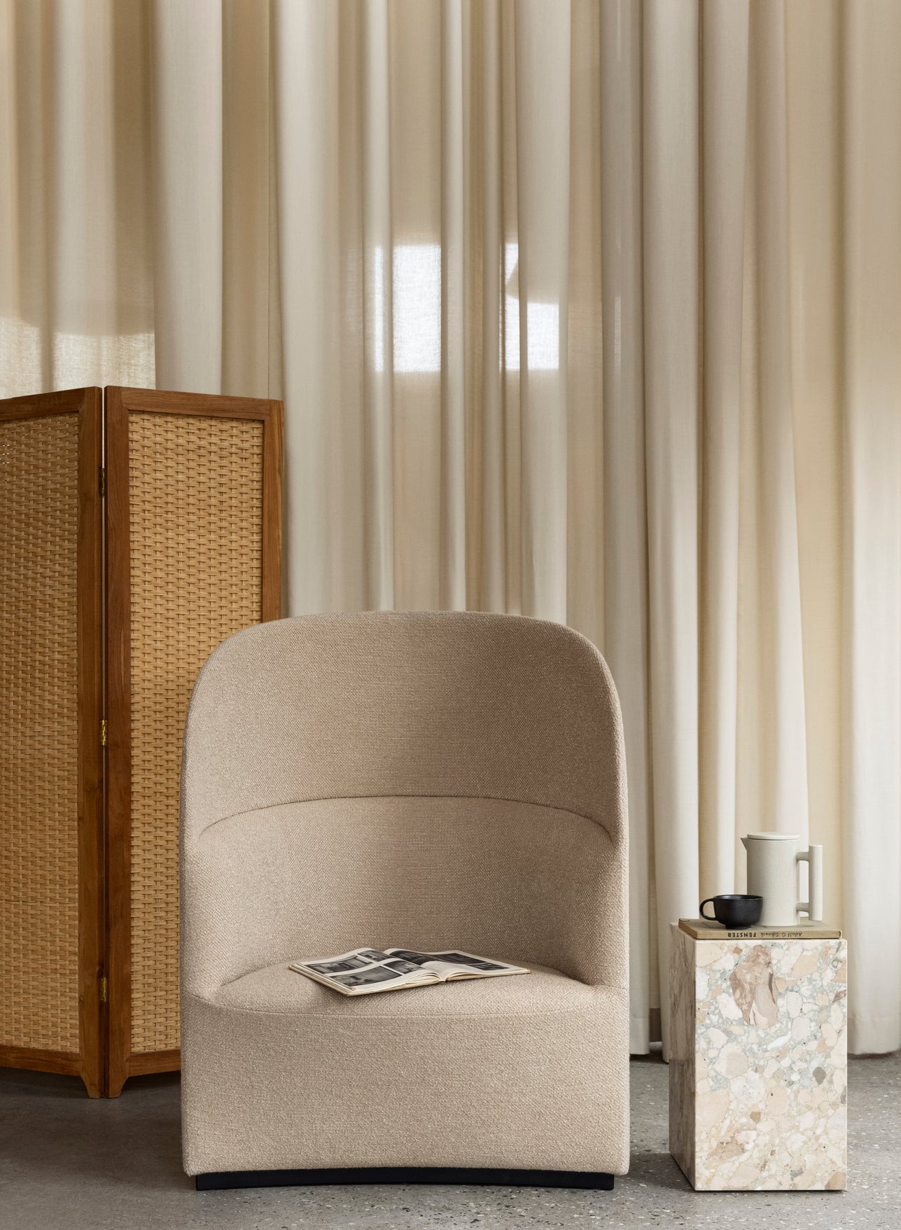 Kreslo s vysokým operadlom TEAROOM svetlo béžové