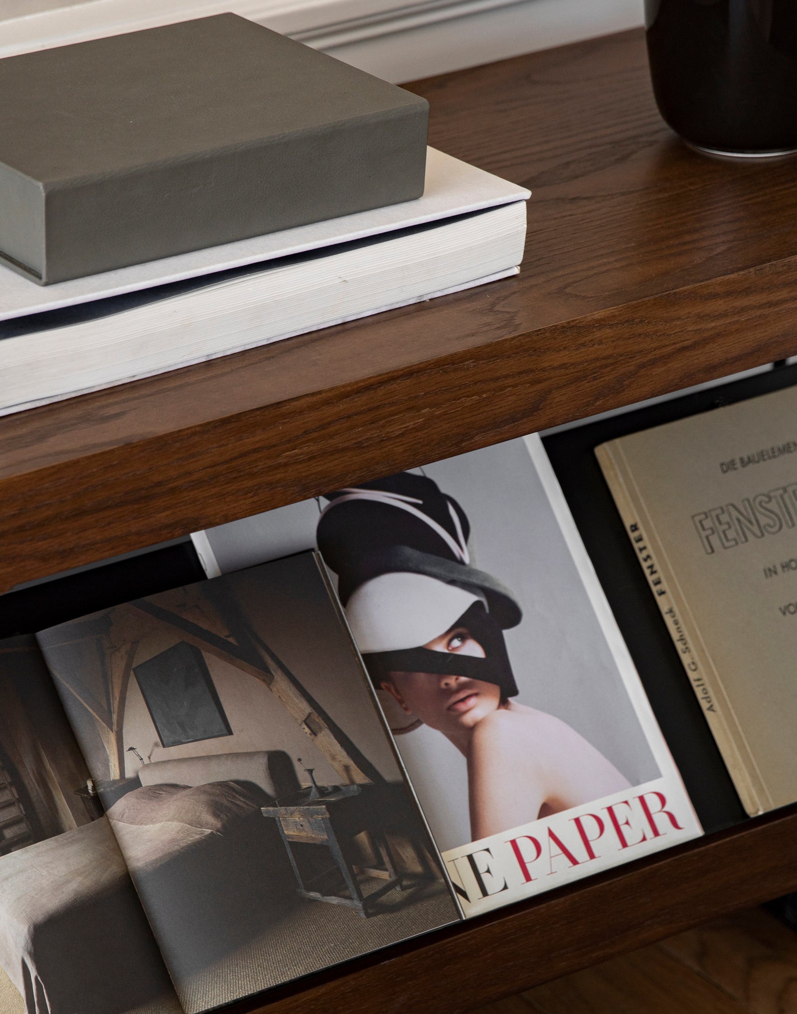 ZET Shelf black oak wood with black frame