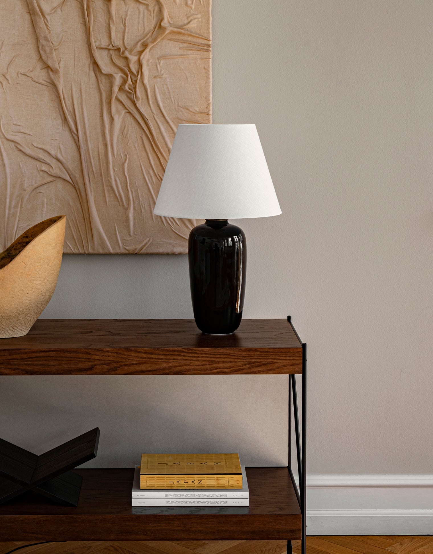 ZET Shelf black oak wood with black frame