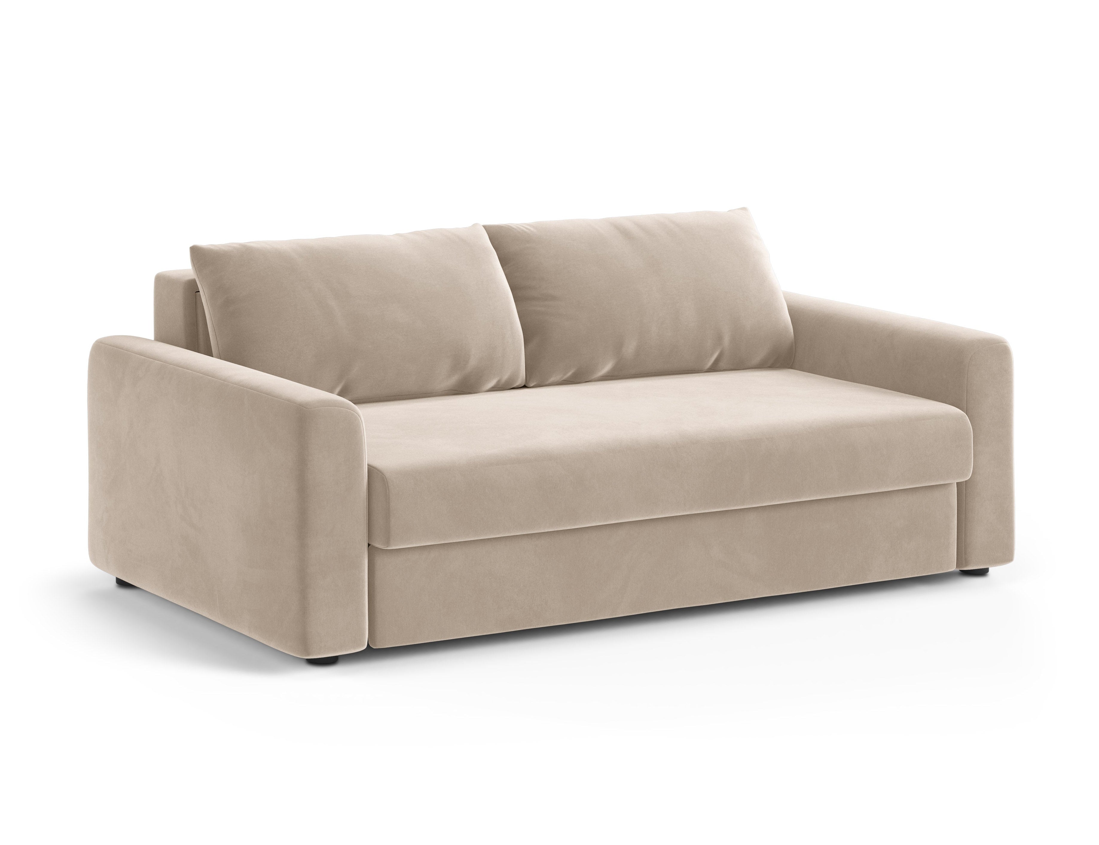 Beige 3-Seater Velvet Sofa with Sleeping Function DAVID