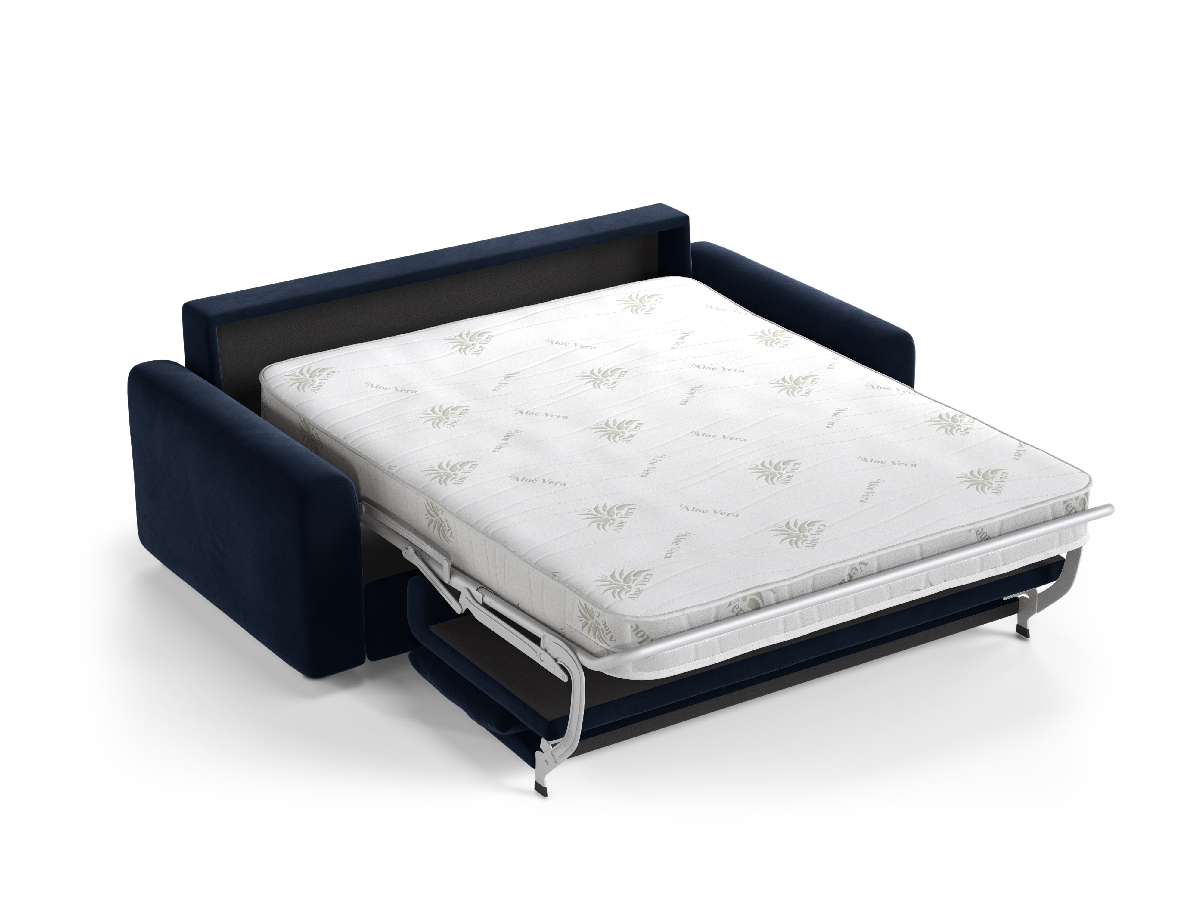 Sofa z jemného zamatového materiálu pre 3 osoby s funkciou spania DAVID kráľovská modrá