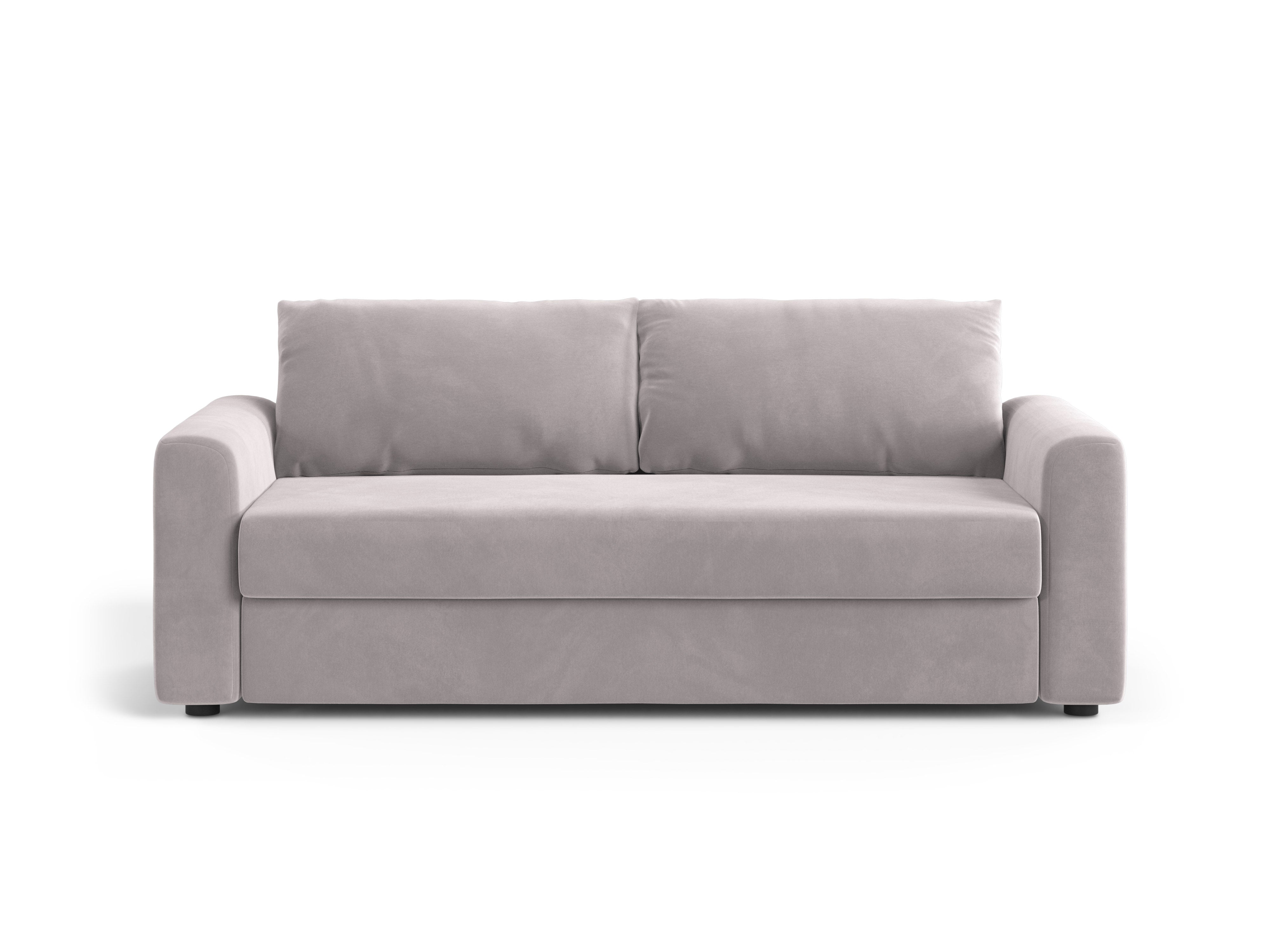 David Light Gray Velvet 3-Seater Sofa with Sleeping Function