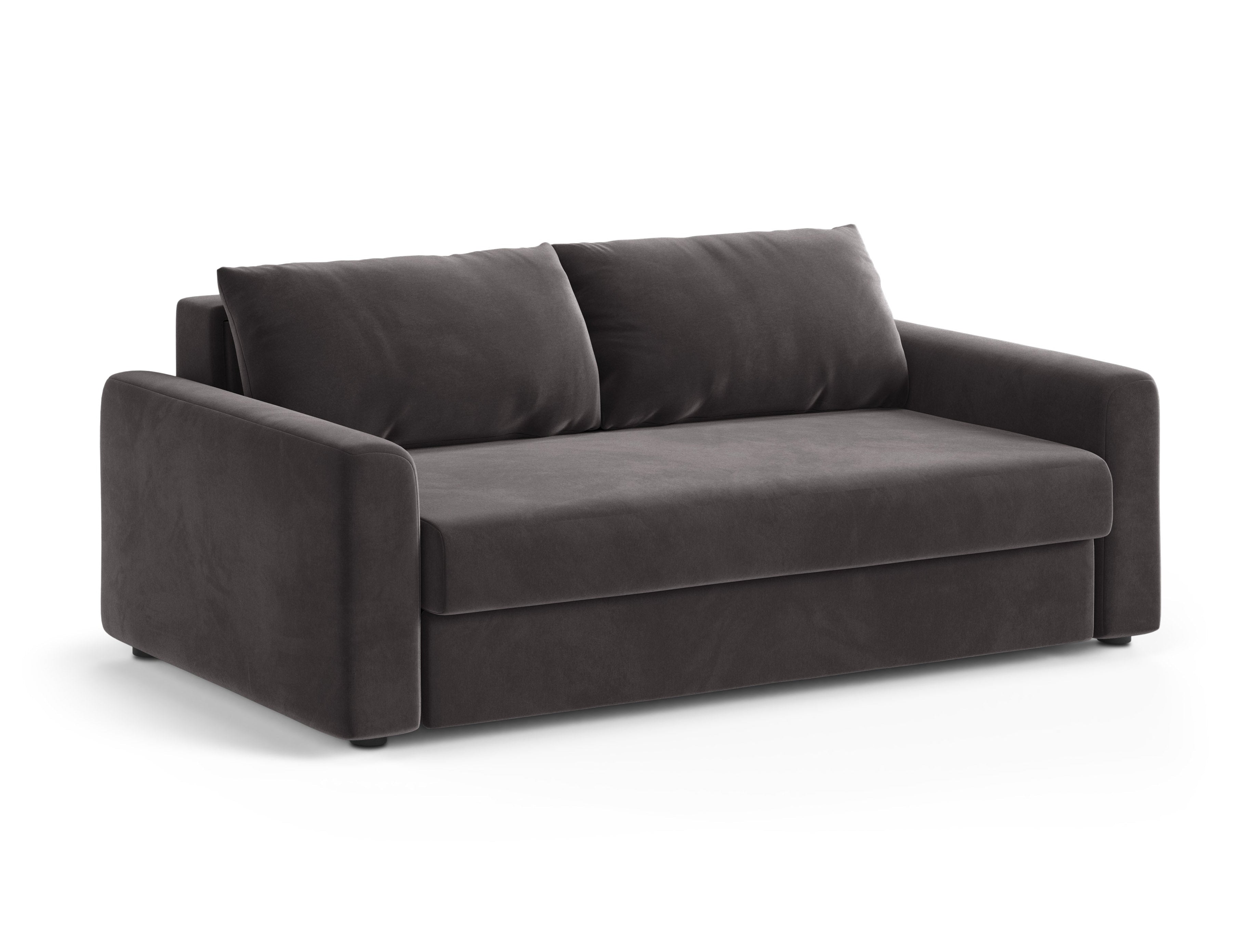 Sofa z jemného sametu pre 3 osoby s funkciou spania DAVID tmavo šedá