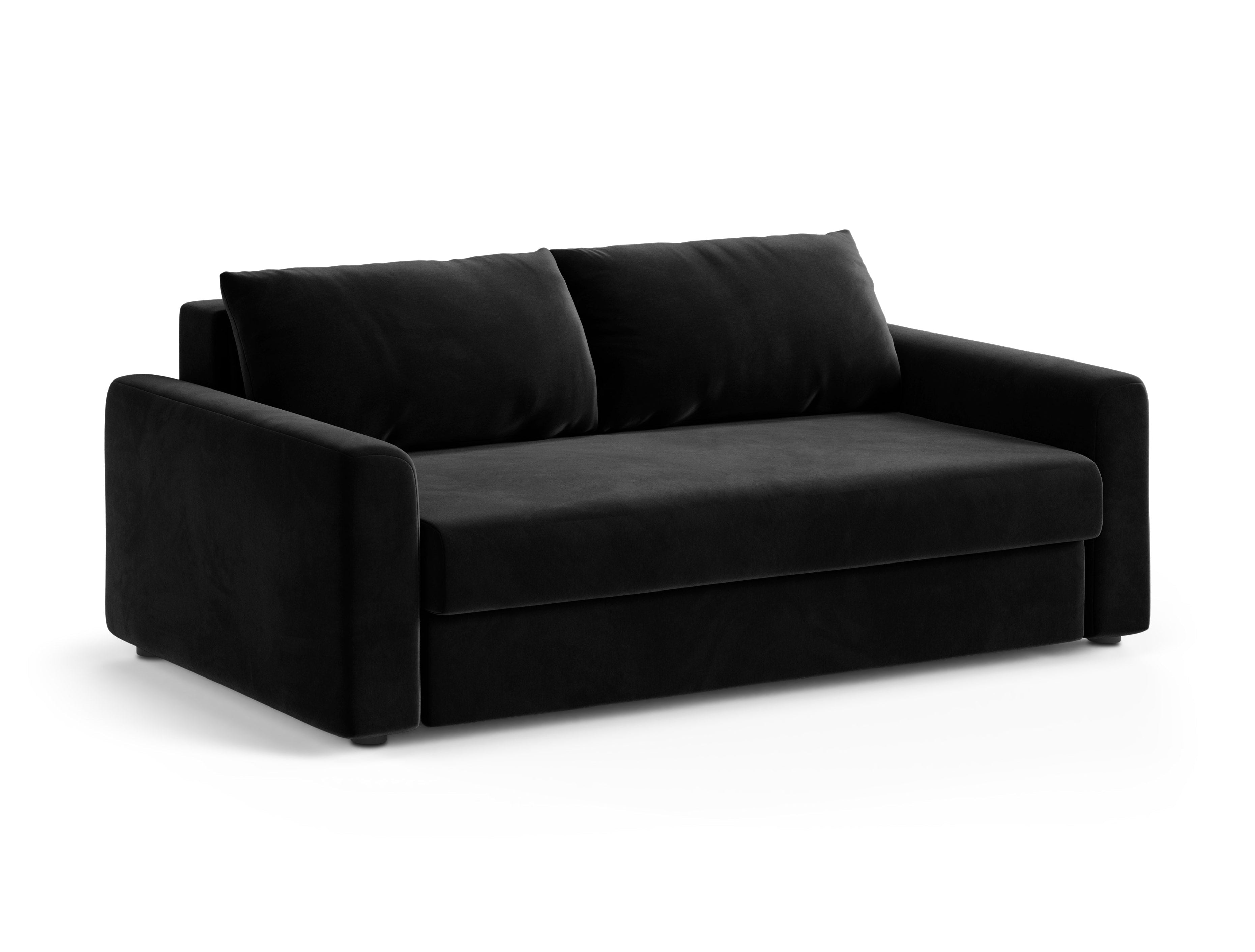 Black 3-Seater Velvet Sofa with Sleeping Function DAVID