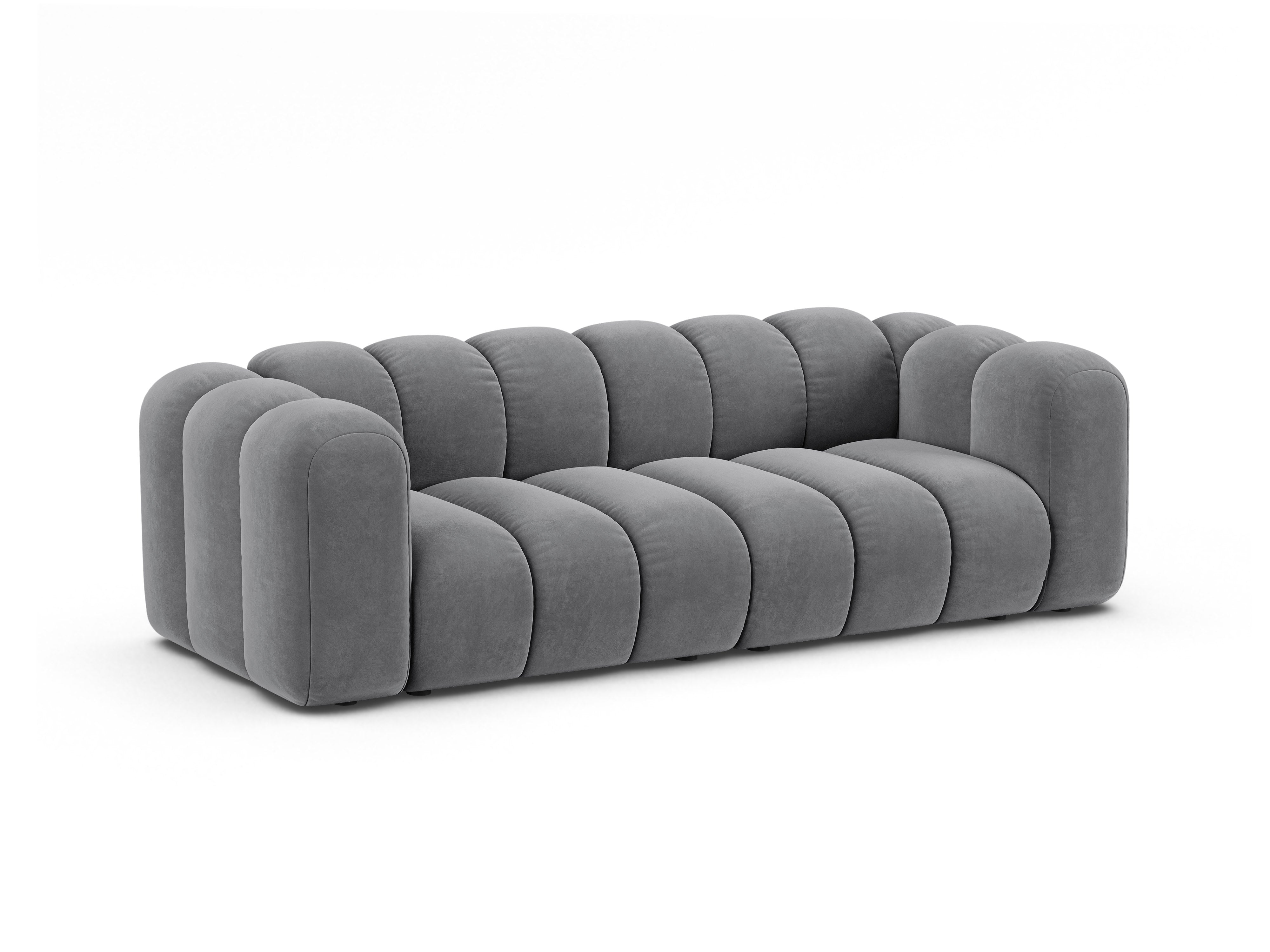 Sofa z jemného velúru 3-miestna LUPINE šedá