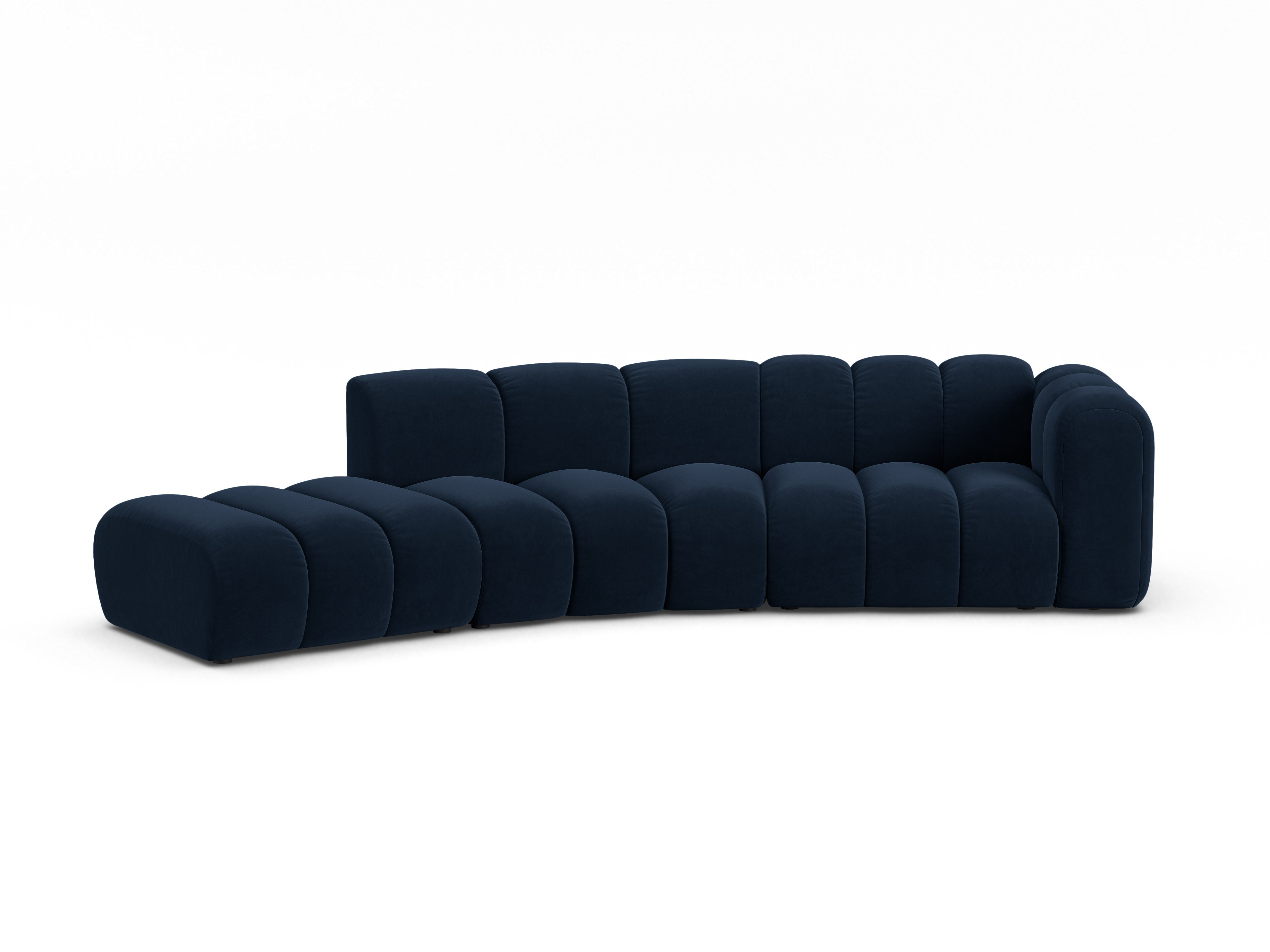 Sofa z jemného velúru pre 5 osôb ľavostranná LUPINE granátová