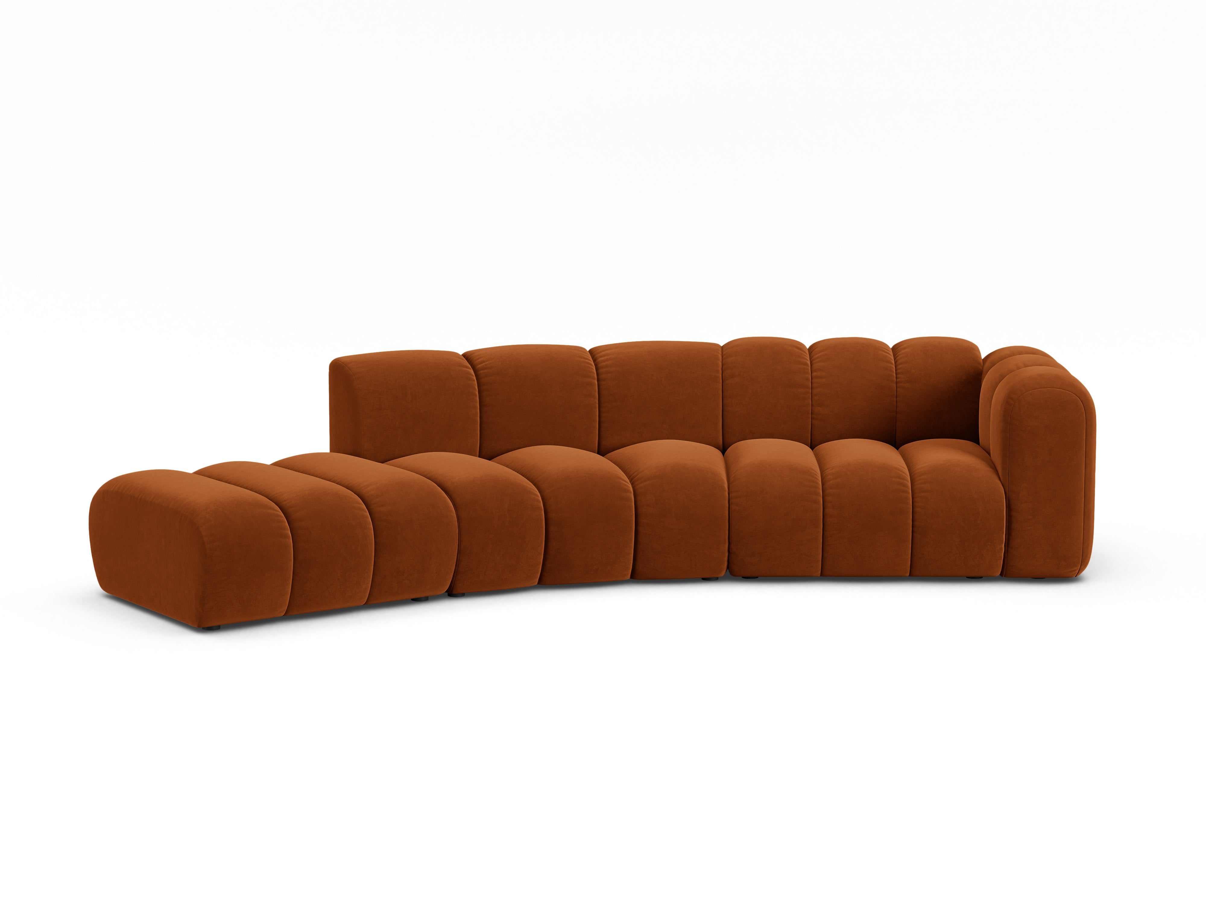 Sofa z jemného velúru pre 5 osôb ľavostranná LUPINE tehlová