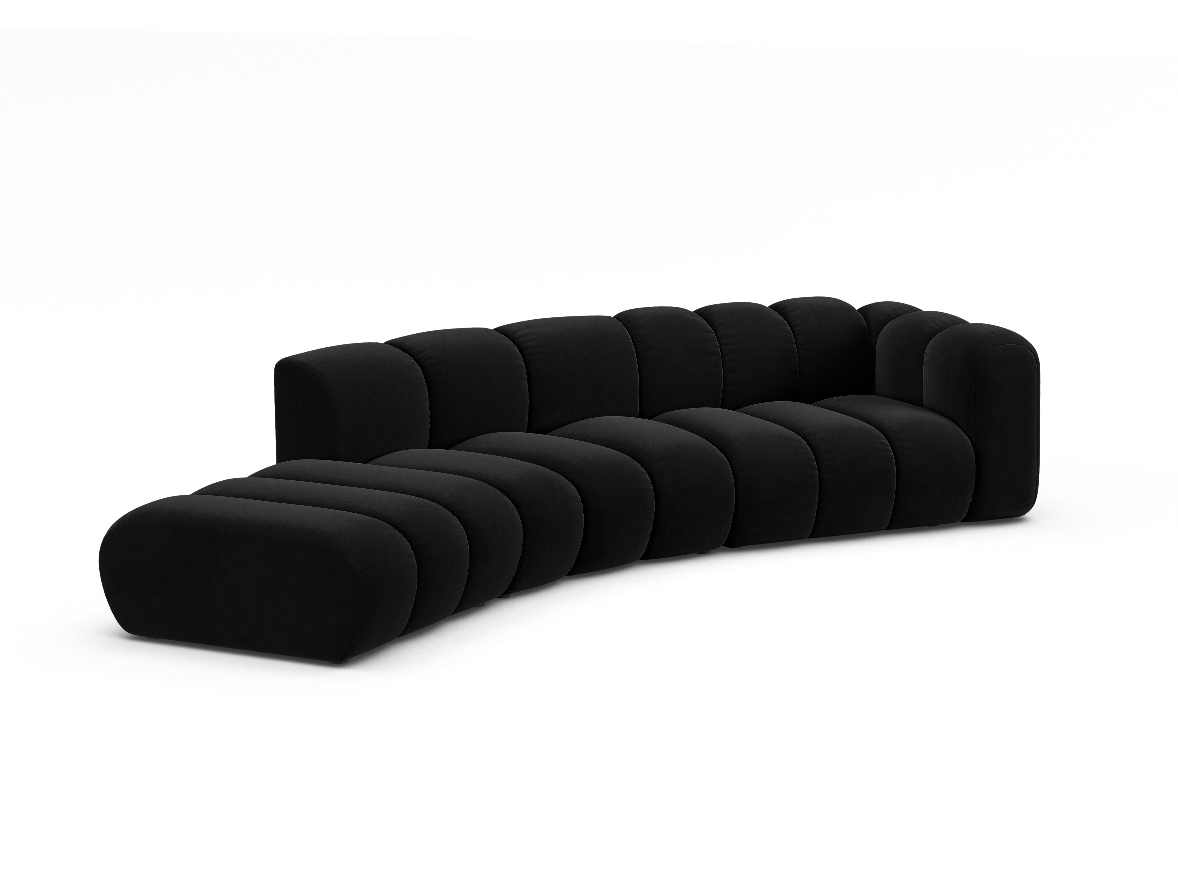 Sofa zamatová 5-osobová ľavostranná LUPINE čierna