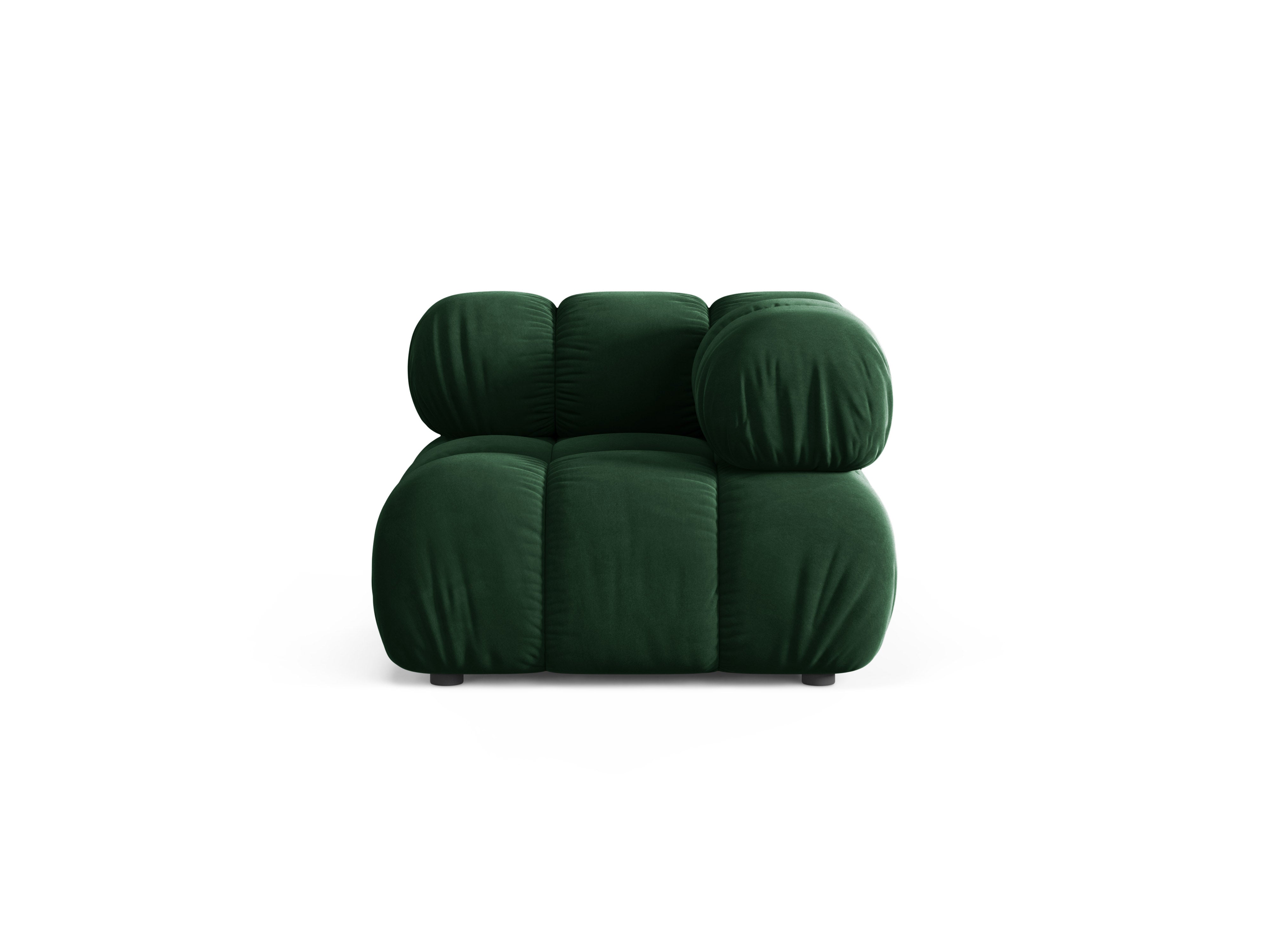 Sofa modulárna z jemného zamatového materiálu BELLIS - rohový modul v fľaškovozelenej farbe