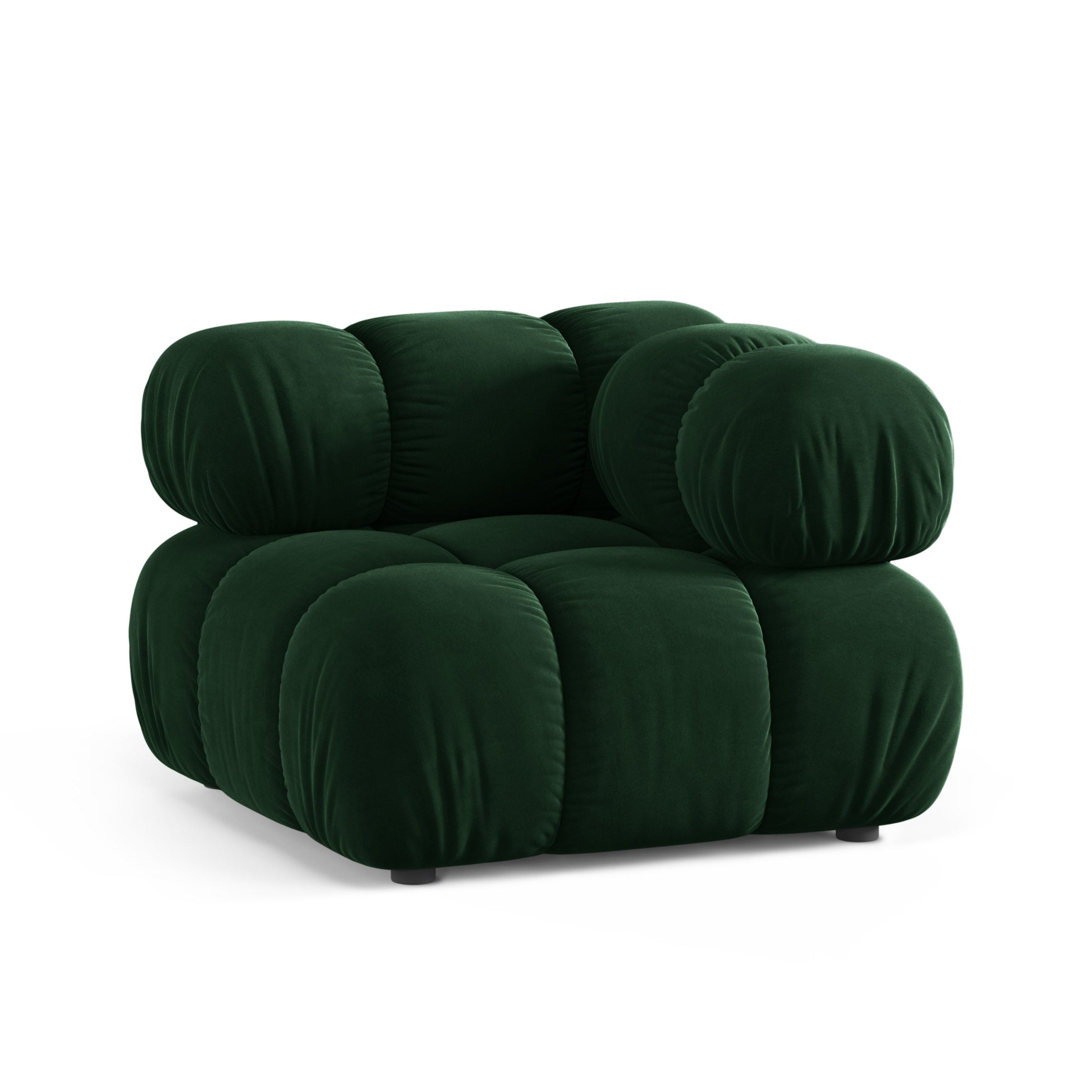 Sofa modulárna z jemného zamatového materiálu BELLIS - rohový modul v fľaškovozelenej farbe