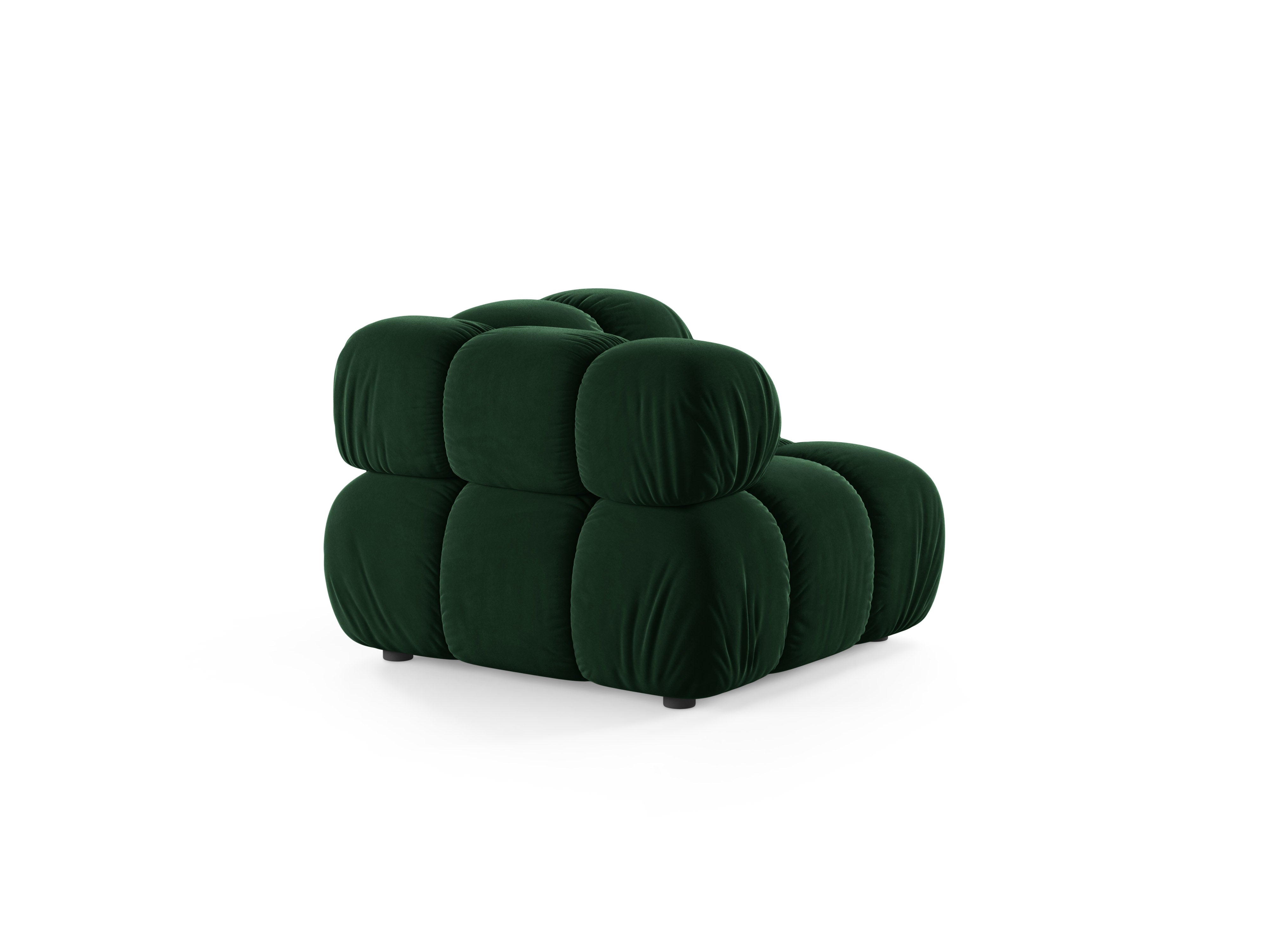 Sofa modulárna z jemného zamatového materiálu BELLIS - rohový modul v fľaškovozelenej farbe