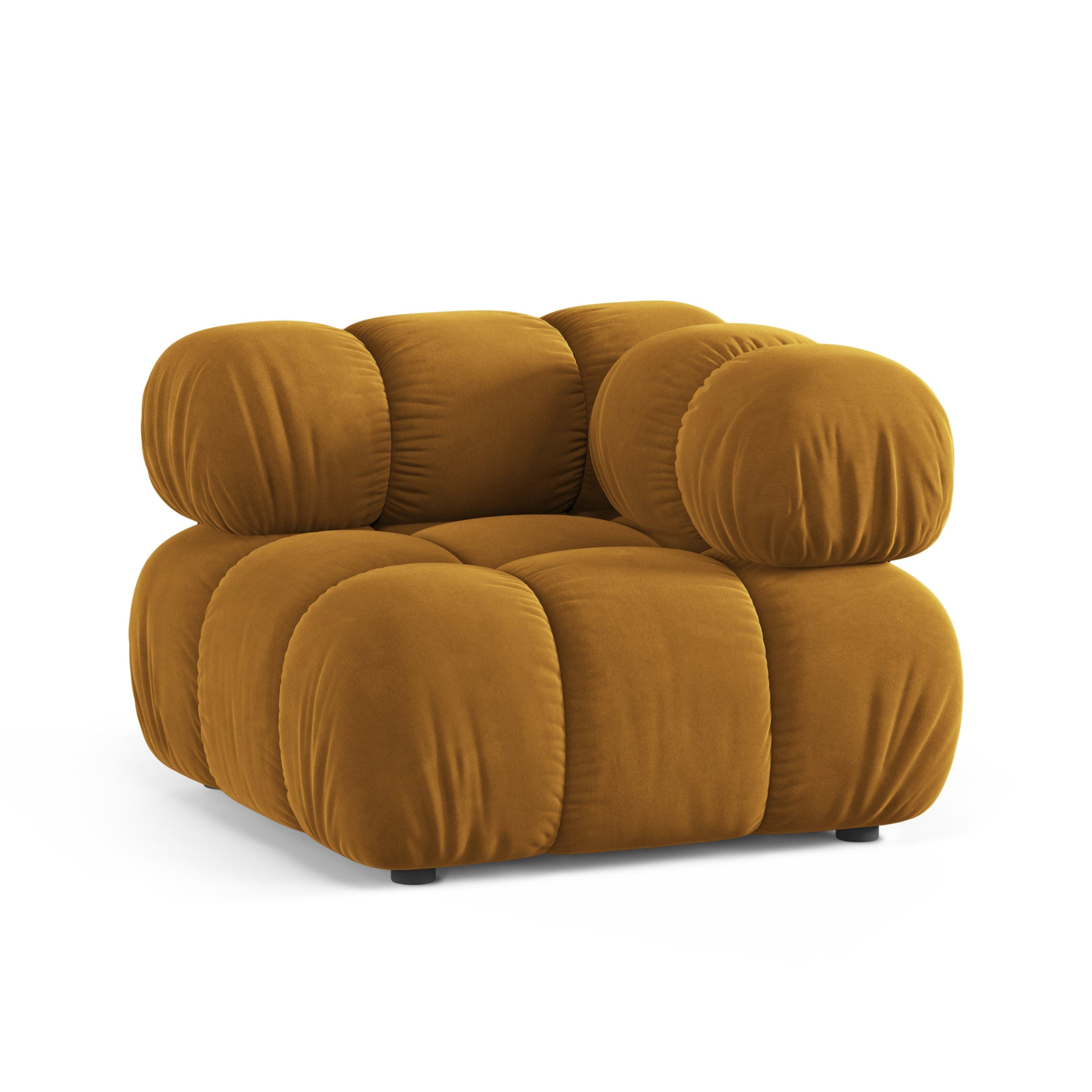 Sofa modulárna z jemného zamatového materiálu BELLIS - rohový modul v horčicovej farbe