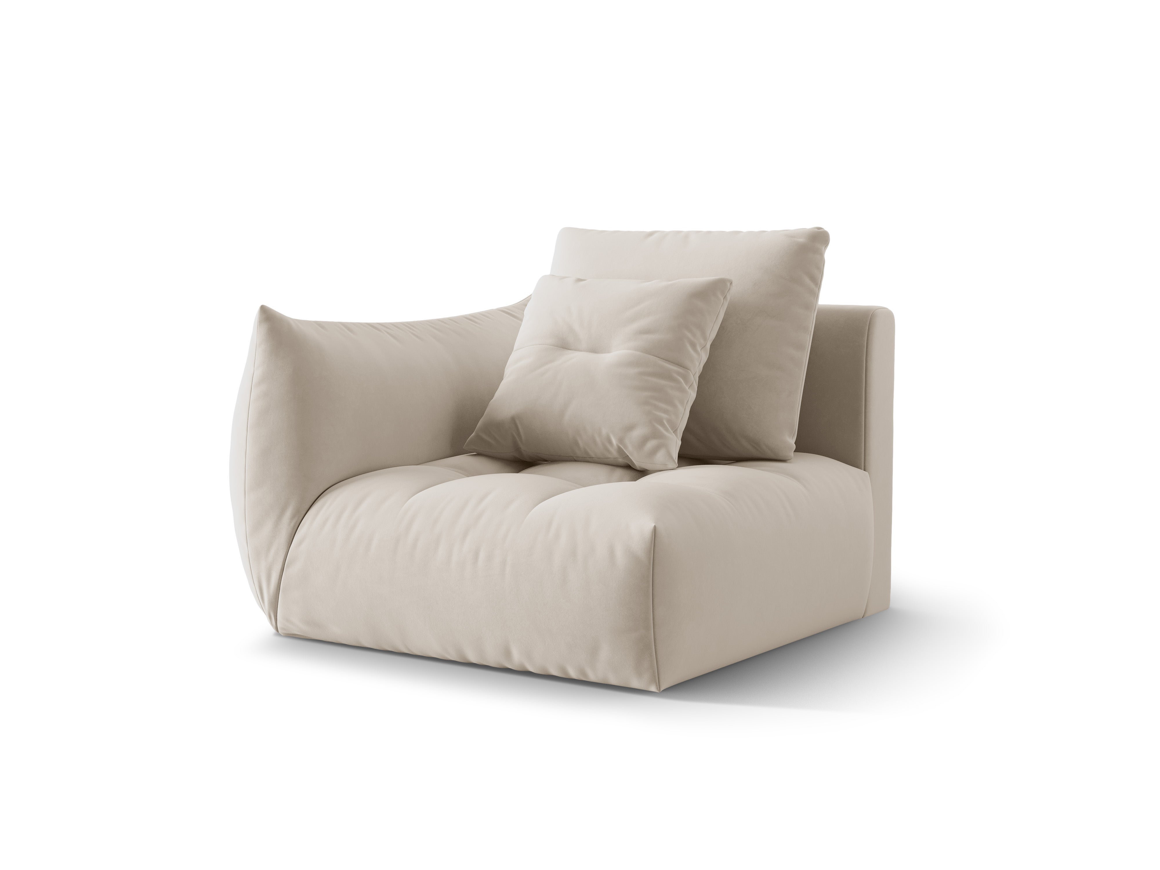 Sofá modulárna zamatová BLOOM - ľavý prvok ecru