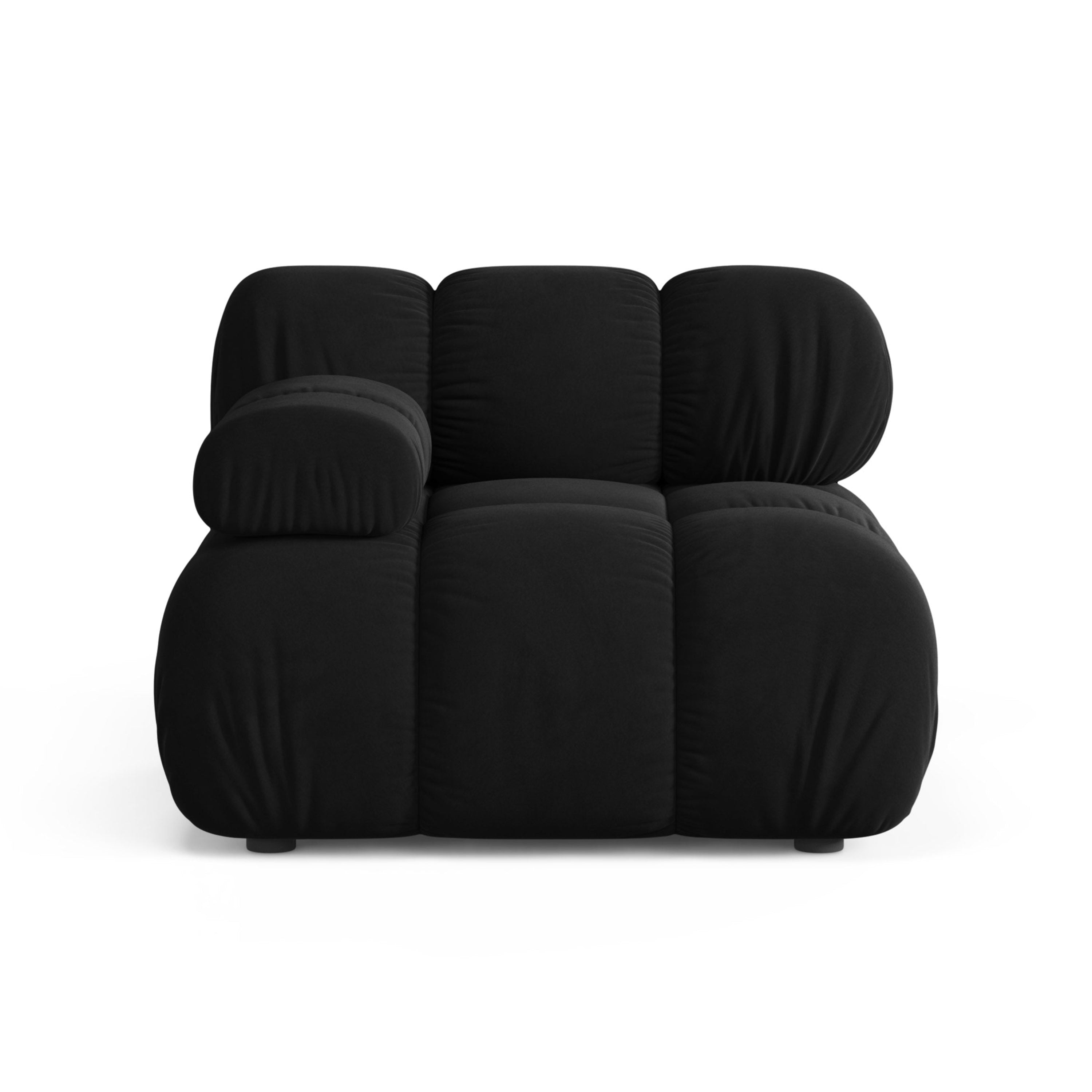 Sofa modulárna z jemného zamatového materiálu BELLIS - ľavý modul v čiernej farbe