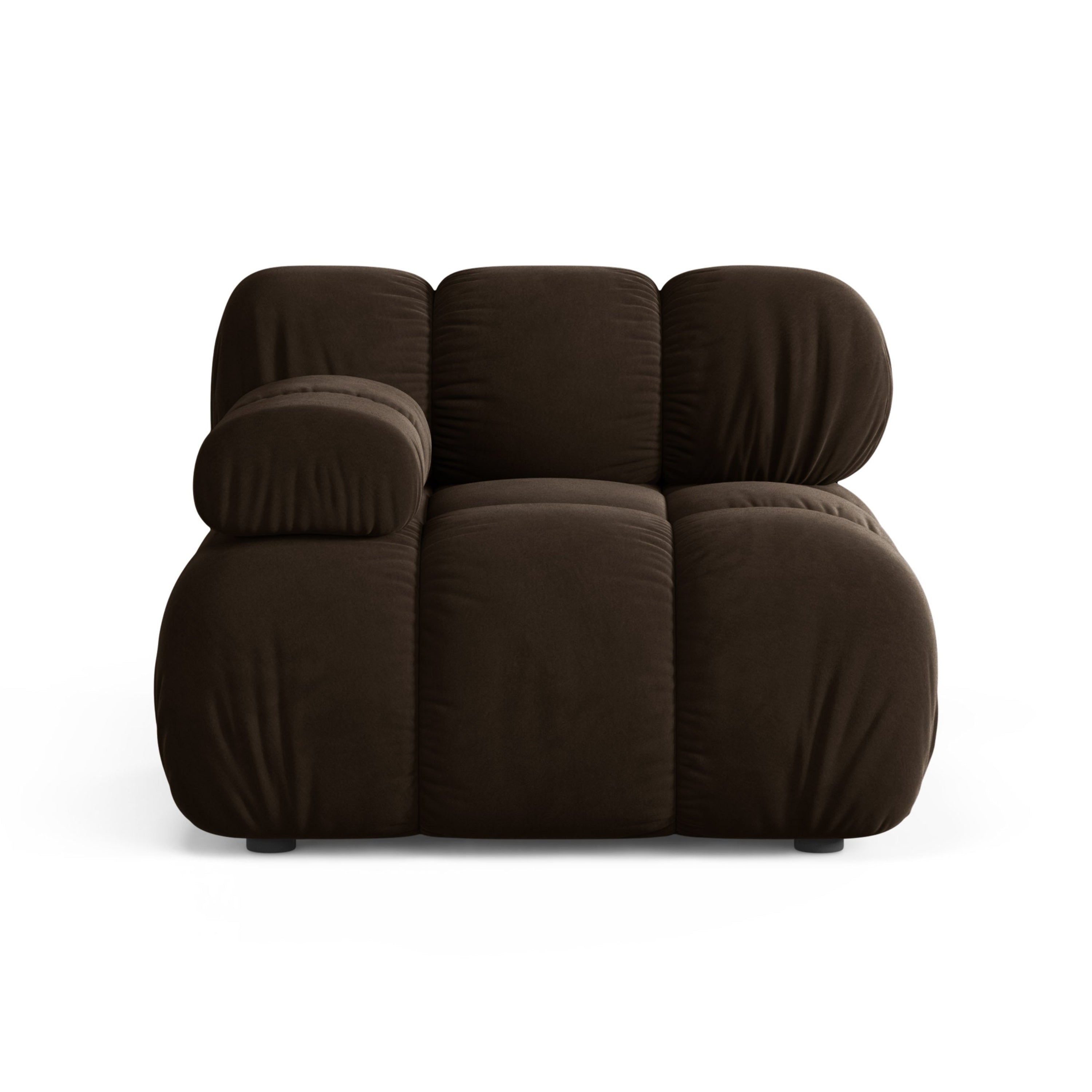 Sofa modulárna z jemného zamatového materiálu BELLIS - ľavý modul v čokoládovej farbe