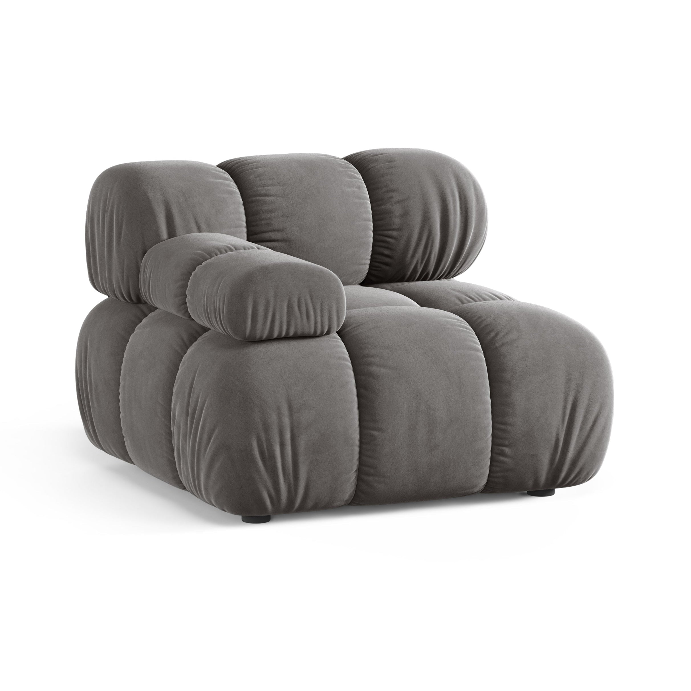 Sofa modulárna z jemného zamatového materiálu BELLIS - ľavý modul v šedej farbe