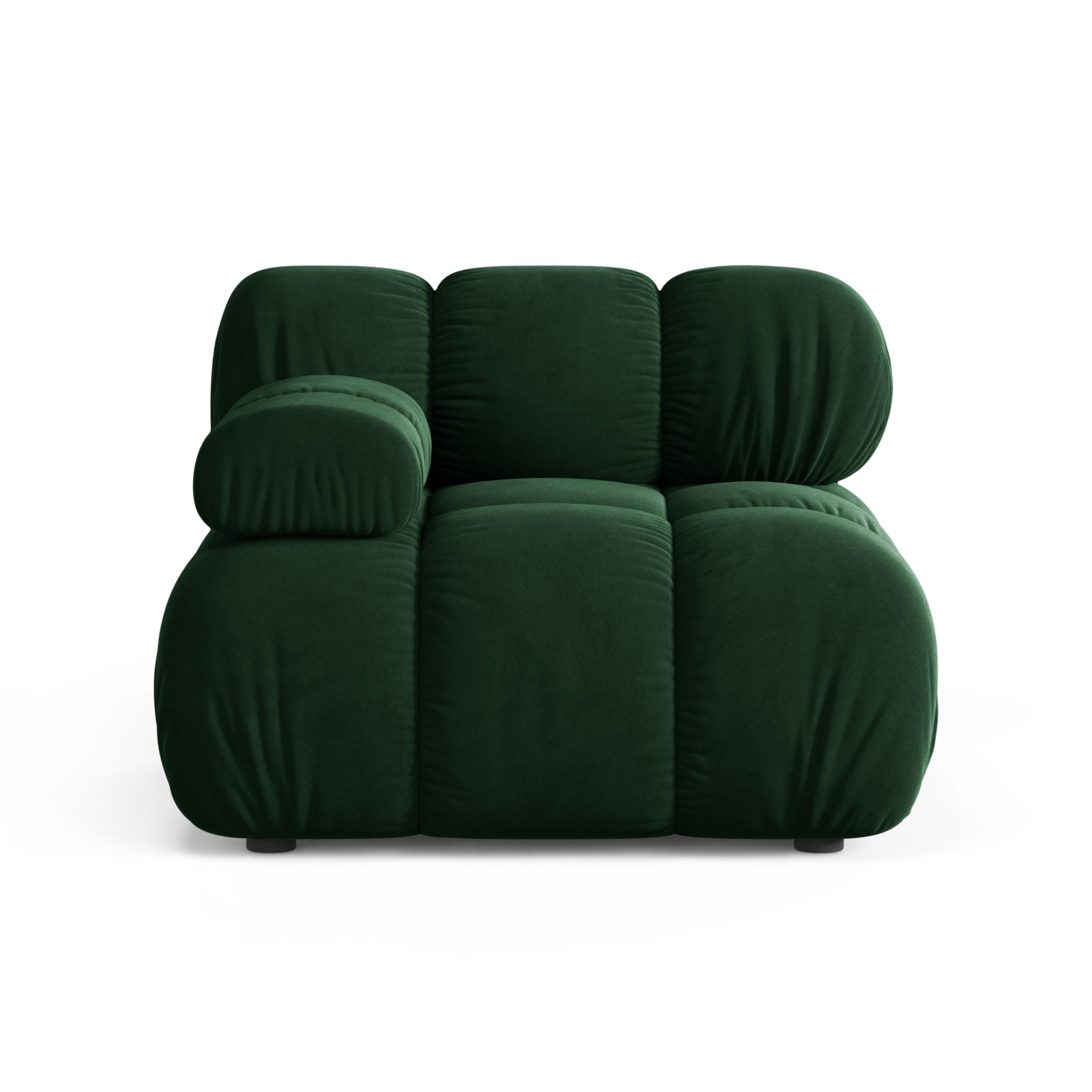 Sofa modulárna z jemného zamatového materiálu BELLIS - ľavý modul v fľaškovozelené farbe