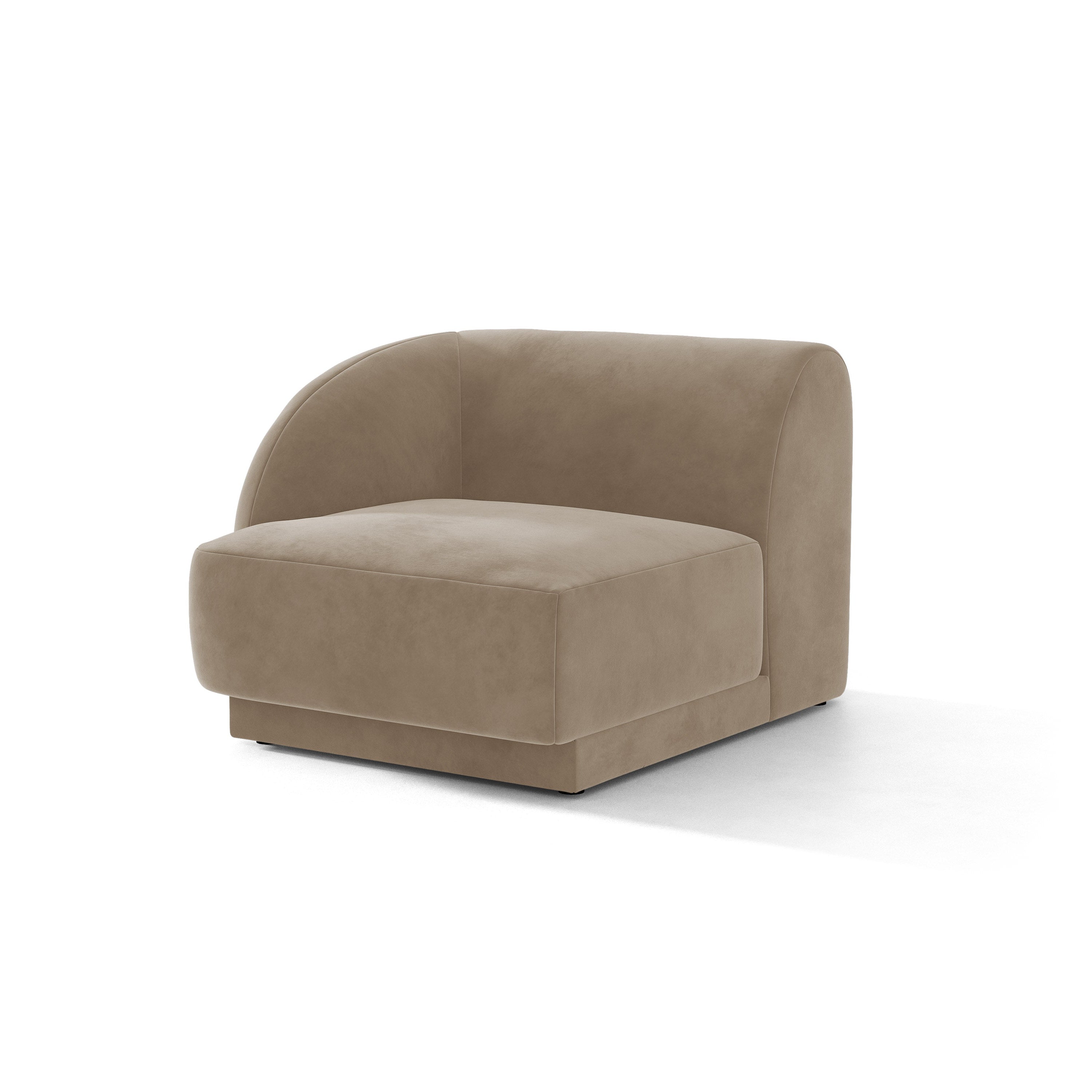 Sofa modułowa aksamitna MILEY - moduł lewostronny cappuccino do salonu