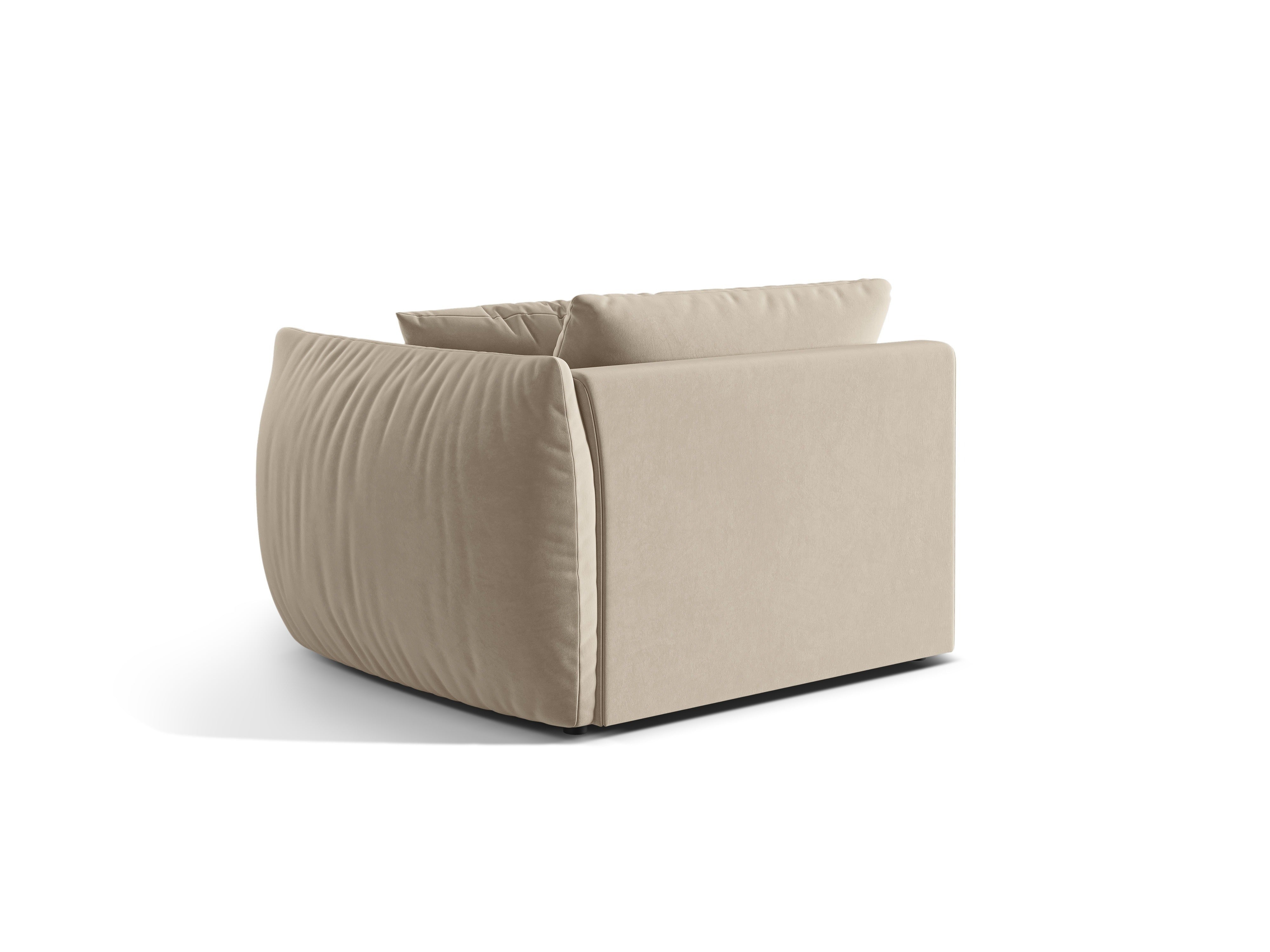 CHRIS velvet modular sofa - wide right-side element ecru