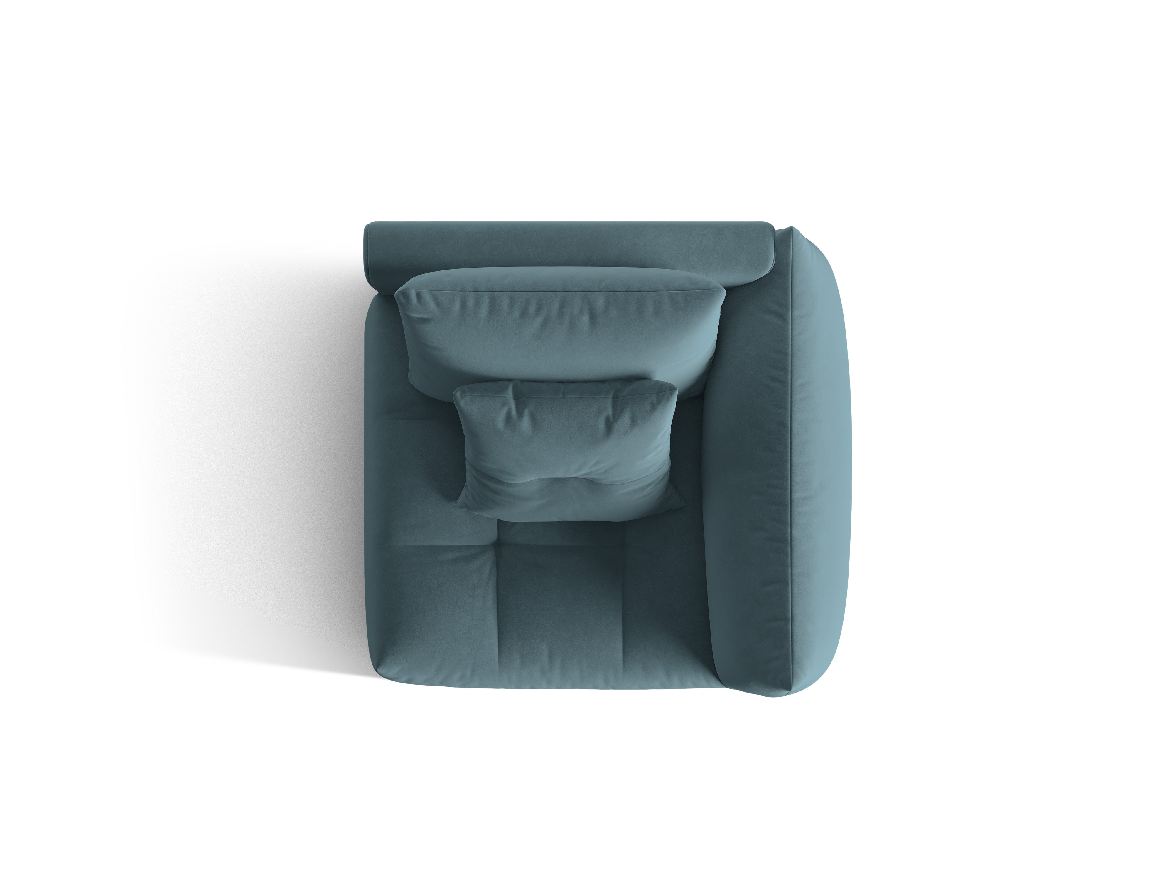 Sofá modulová zamatová BLOOM - pravý prvok svetlomodrý