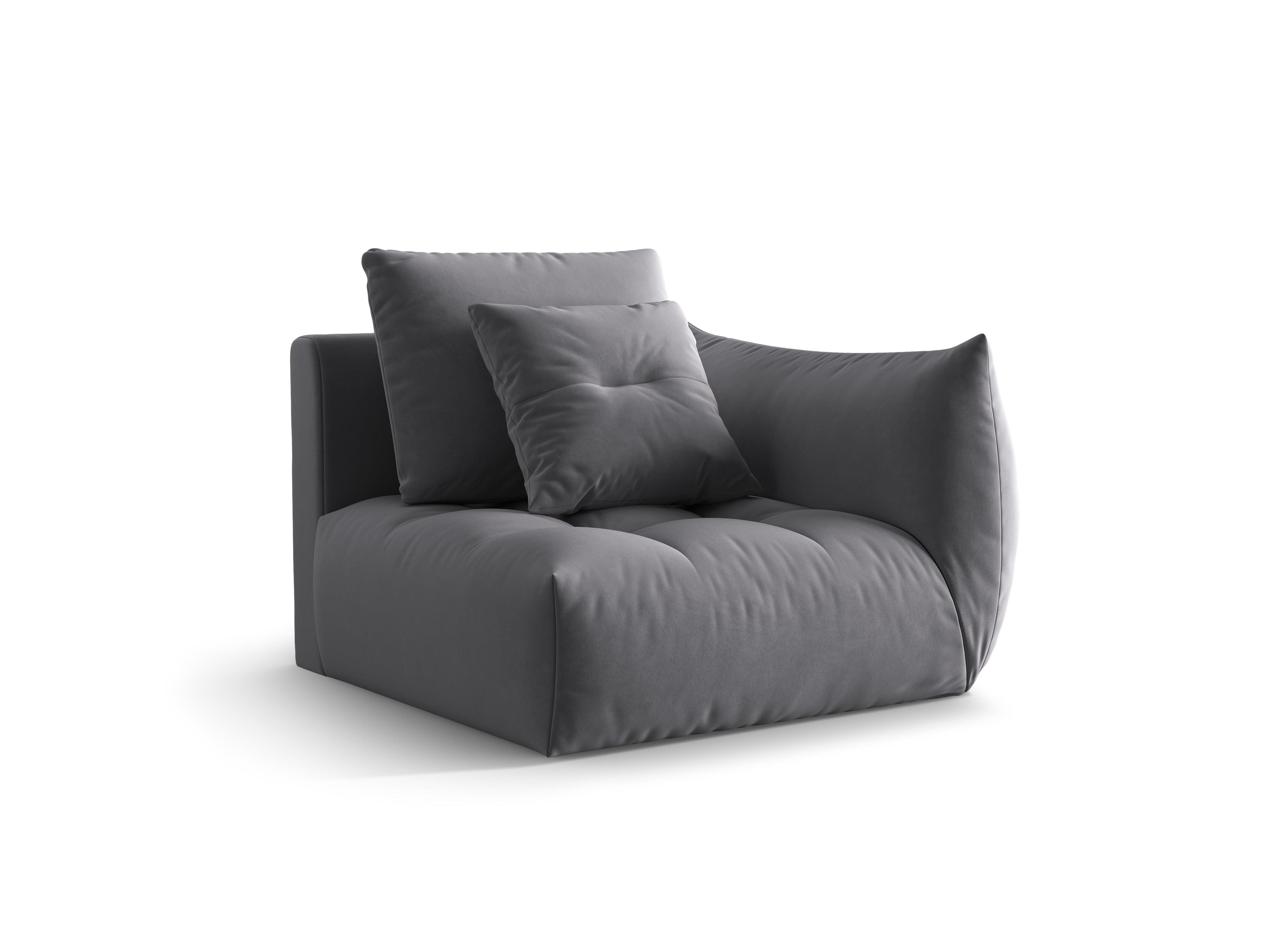 Velvet modular sofa BLOOM - right-side element dark gray
