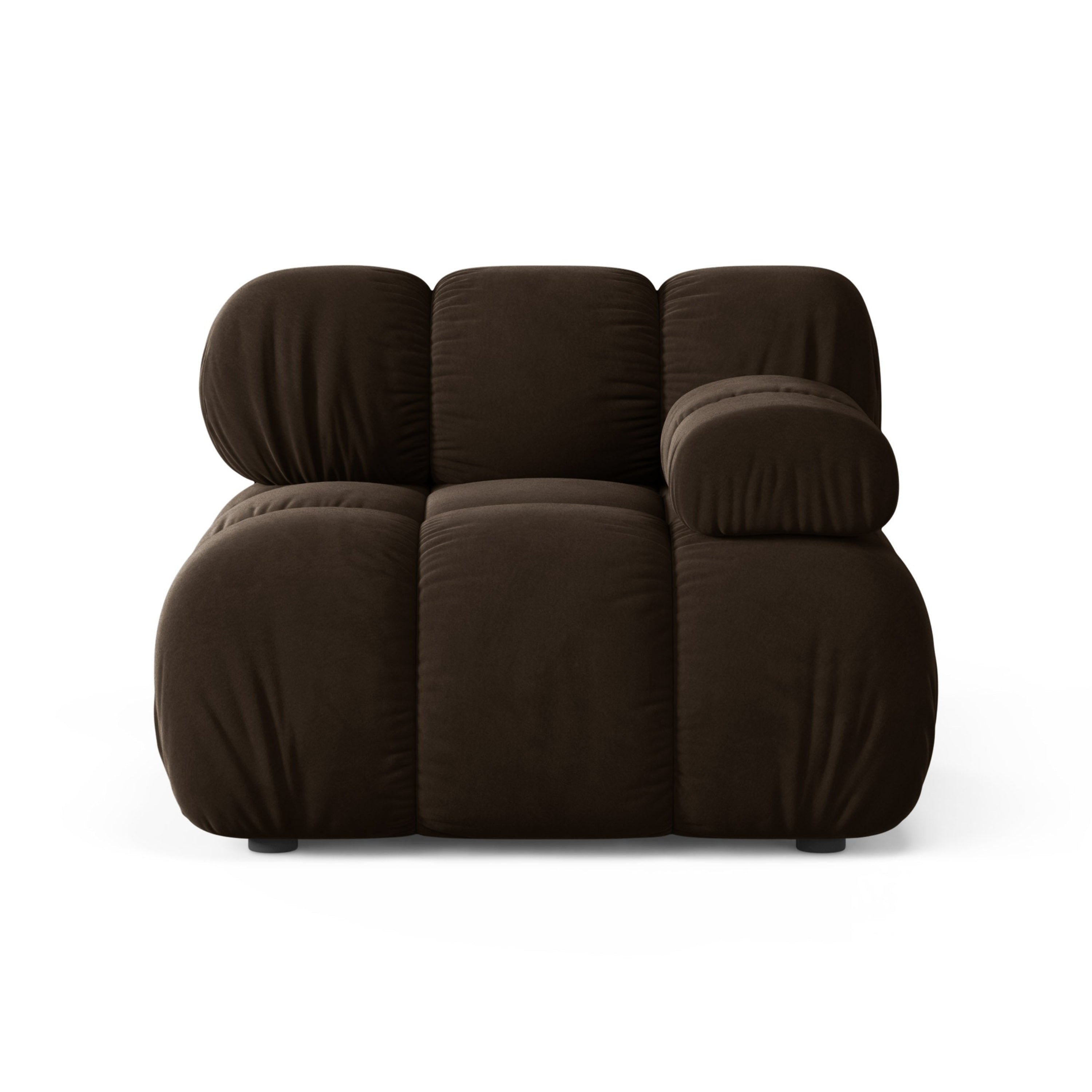 Sofa modulárna z jemného zamatového materiálu BELLIS - pravý modul v čokoládovej farbe