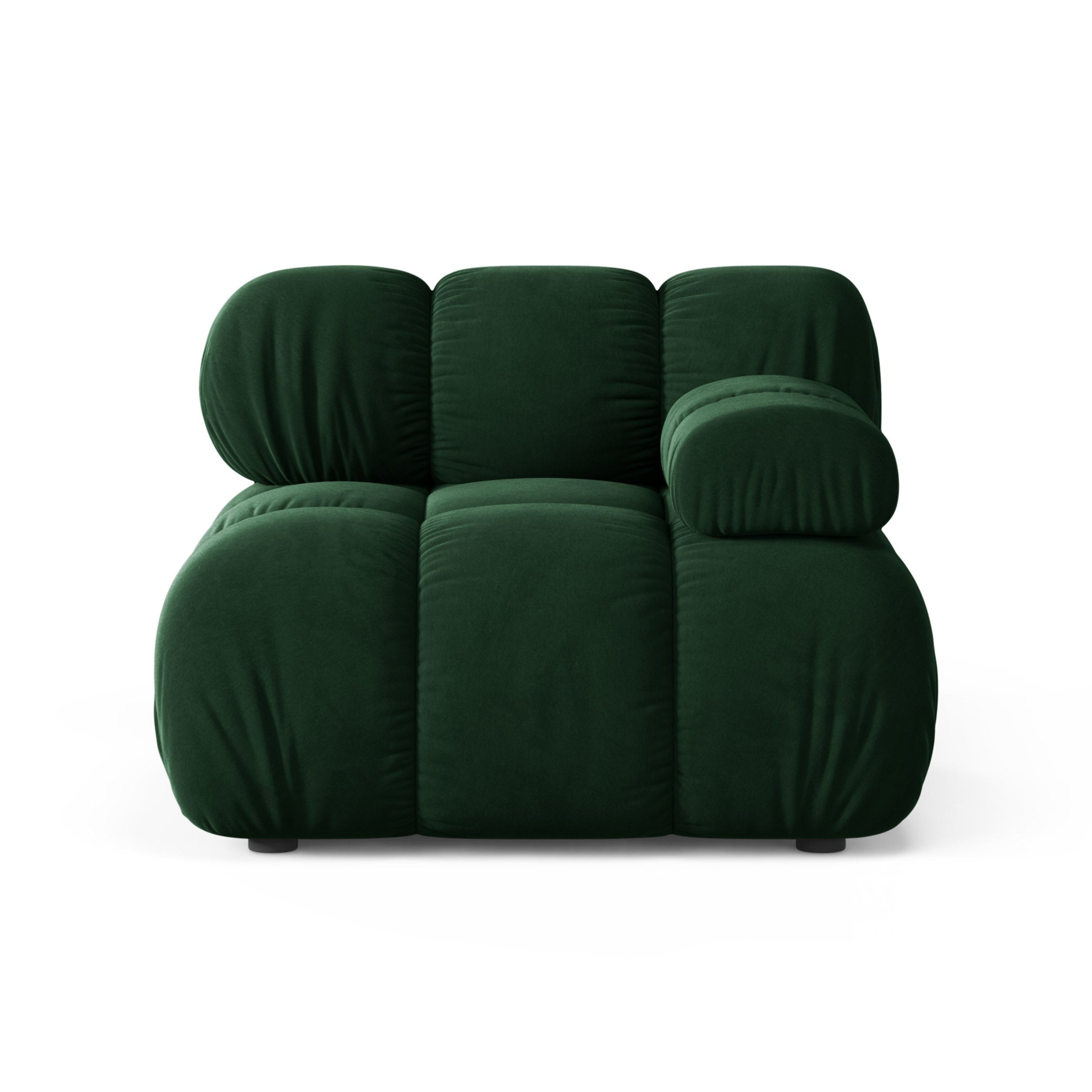 Sofa modulárna z jemného zamatového materiálu BELLIS - pravý modul v fľaškovozelené farbe