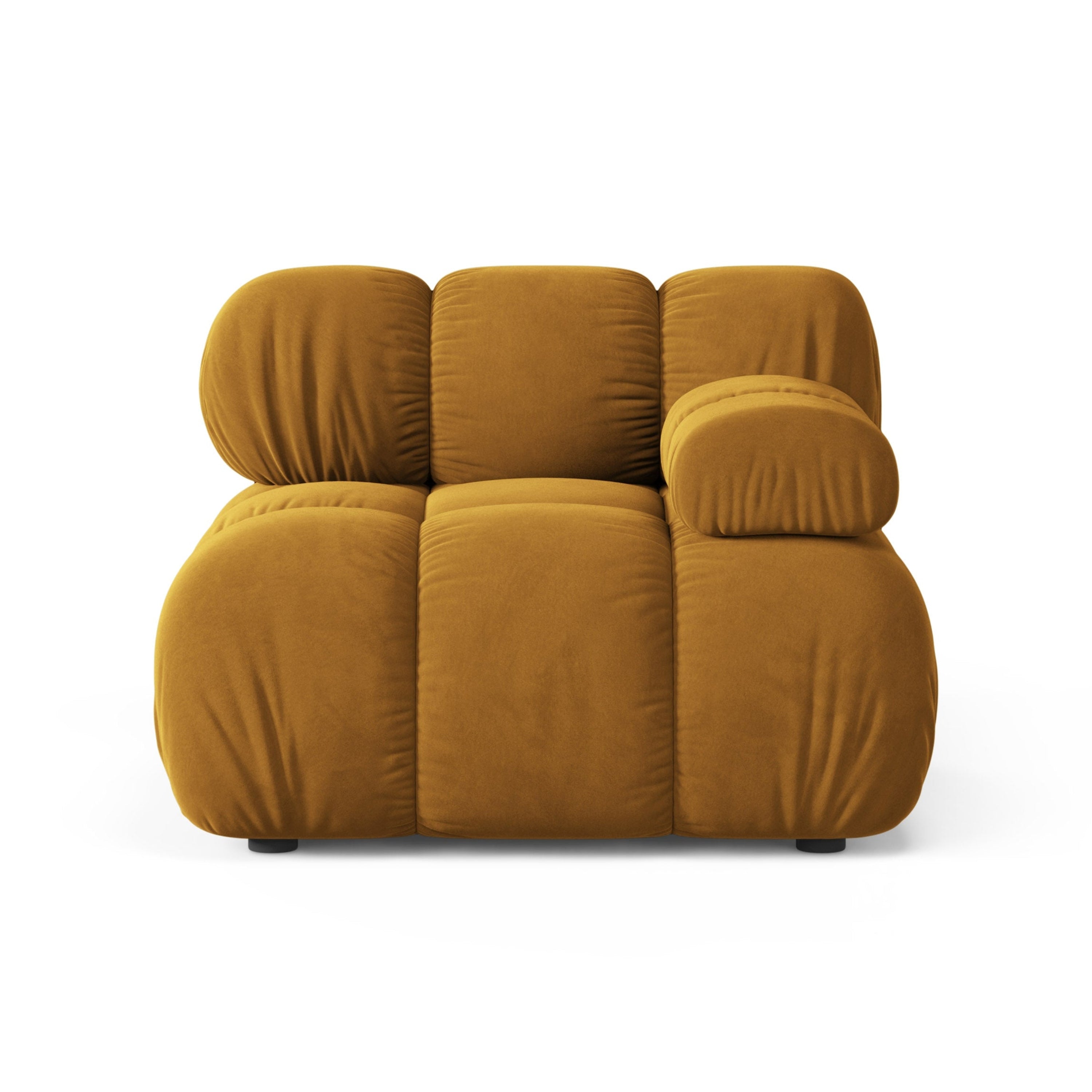 Sofa modulárna z jemného zamatového materiálu BELLIS - pravý modul v horčicovej farbe