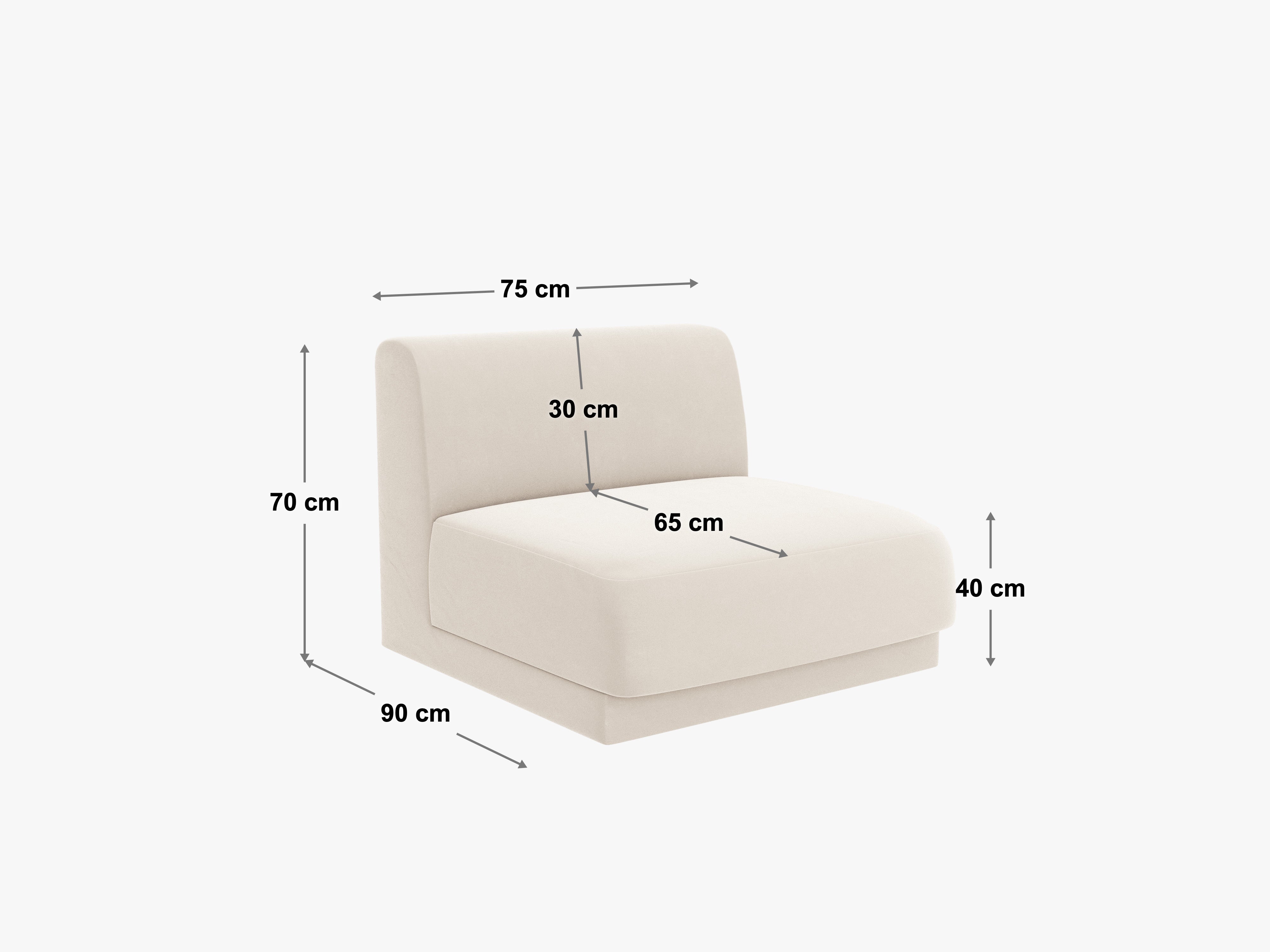 Fotel / modul MILEY šedý satenový šenil