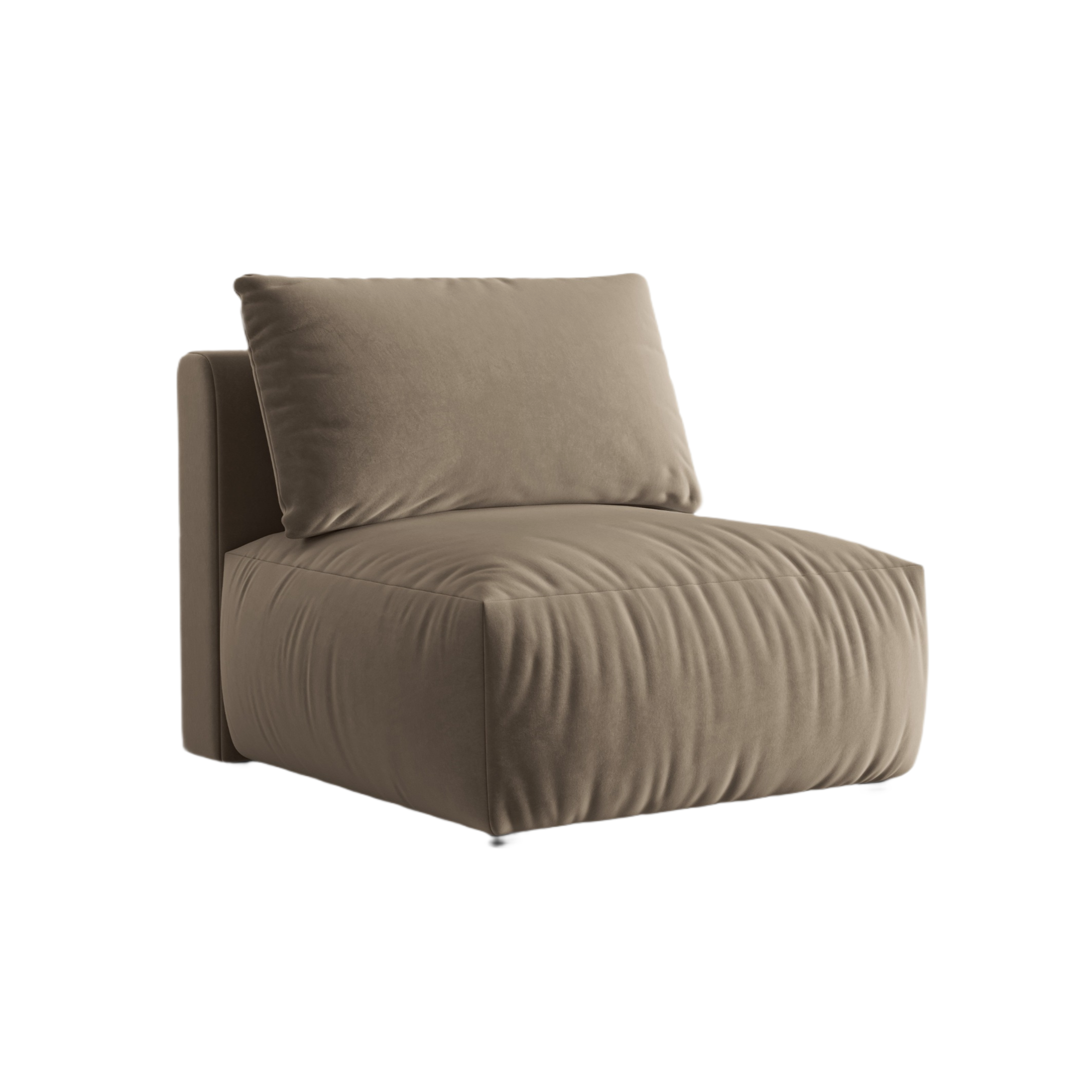 Sofá modulová zamatová CHRIS - stredný prvok svetlohnedý