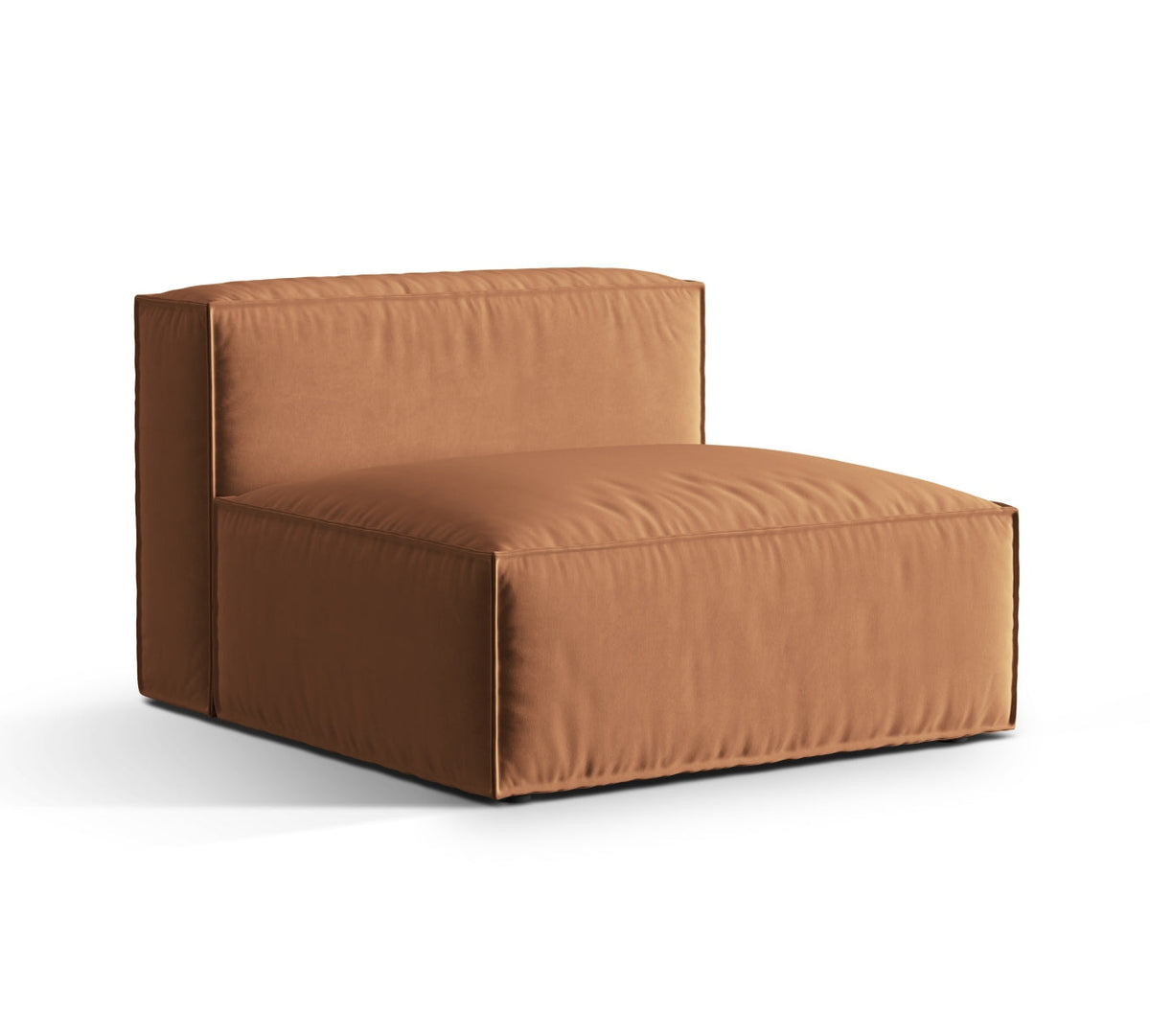 Moduł aksamitny 1-osobowy bez podłokietników NURIA miodowy – ujęcie boczne