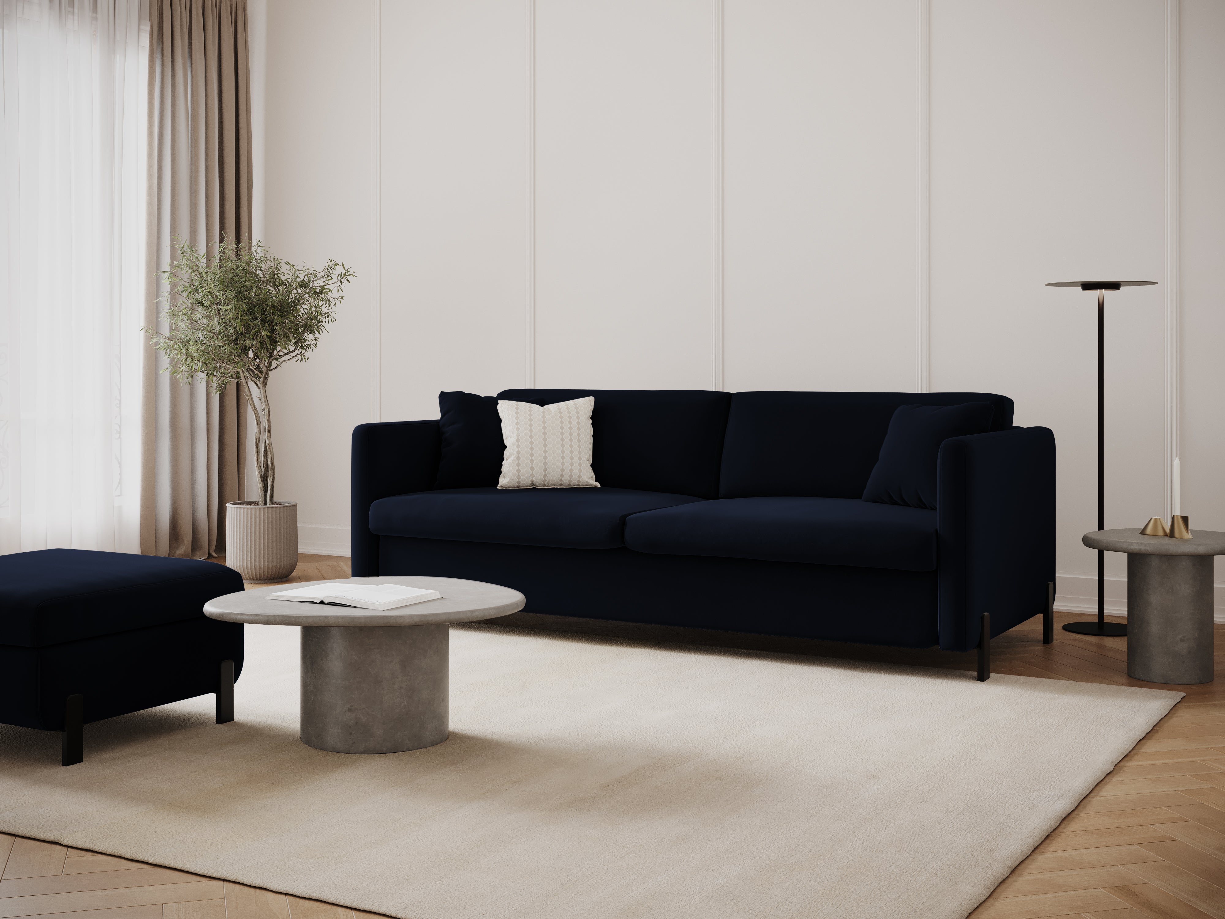 Velvet 2-Seater Sofa with Sleeping Function GLORIA Royal Blue