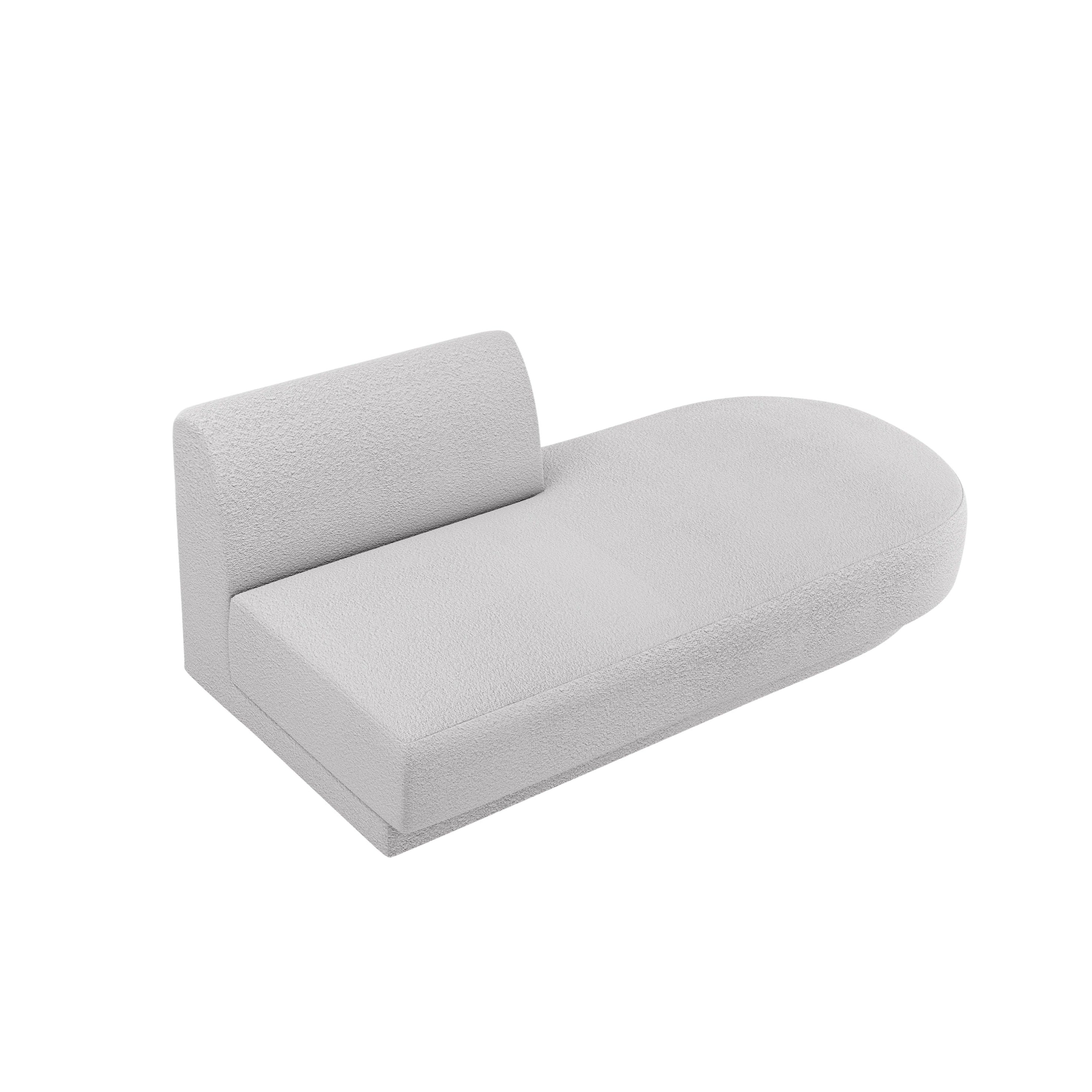 Right-facing 2-seater chaise longue MILEY light gray boucle