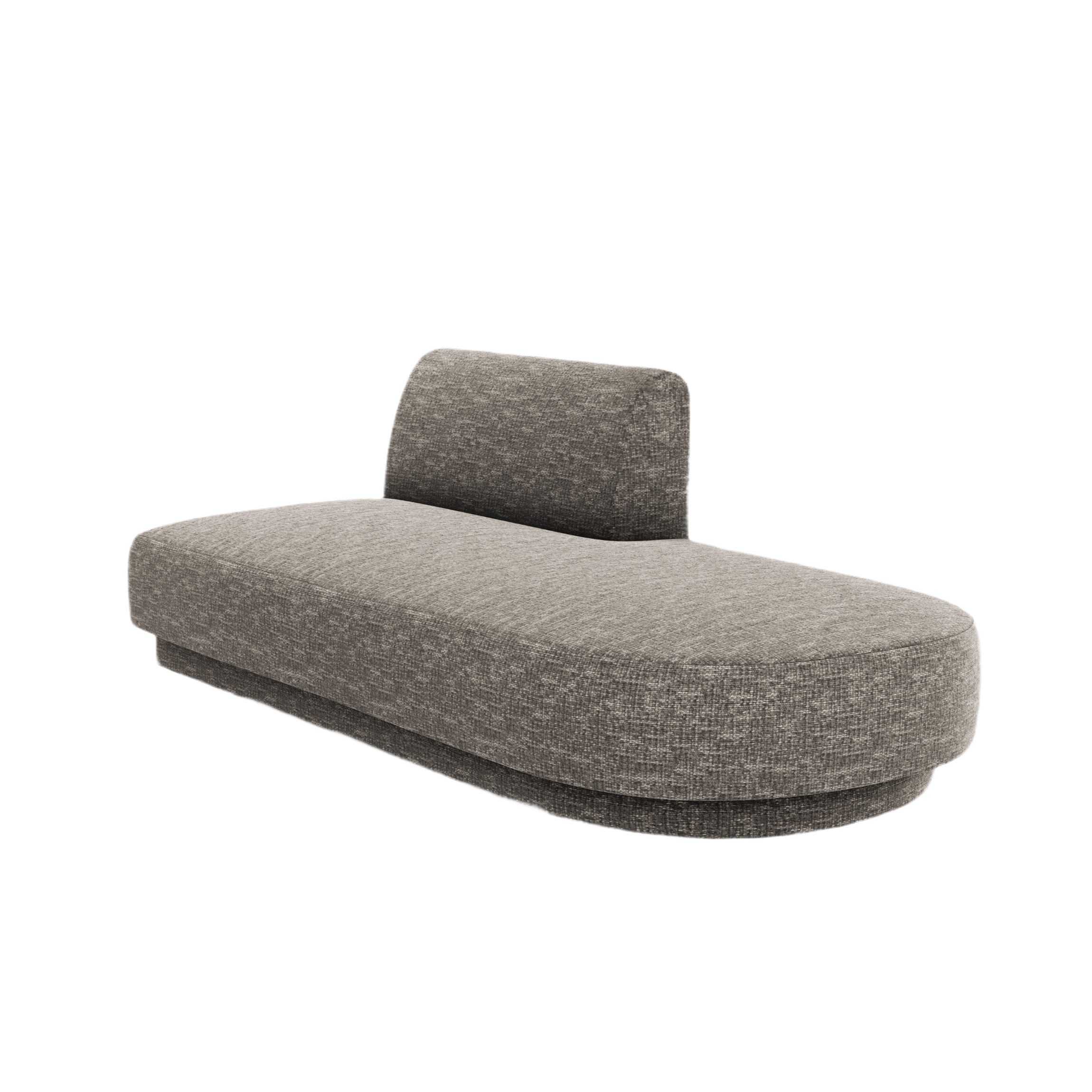 Right-facing 2-seater chaise longue MILEY gray silky chenille